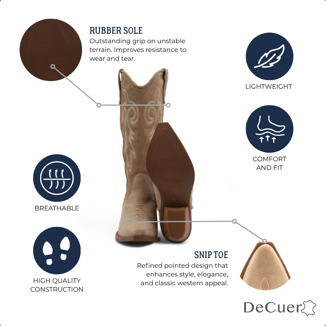 Sheriff Women's Beige Suede Leather Boots