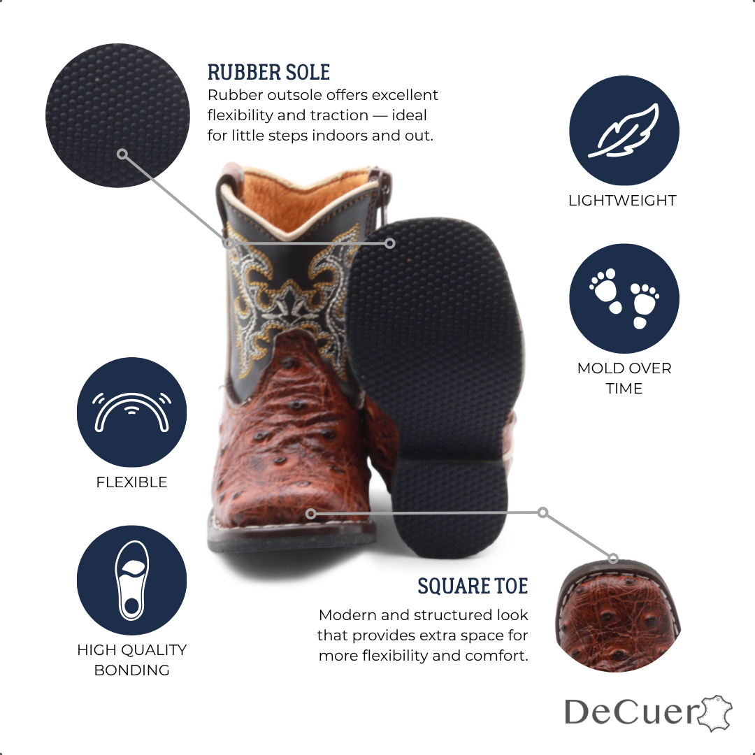 Cedric Baby's Shedron Ostrich Print Leather Boots