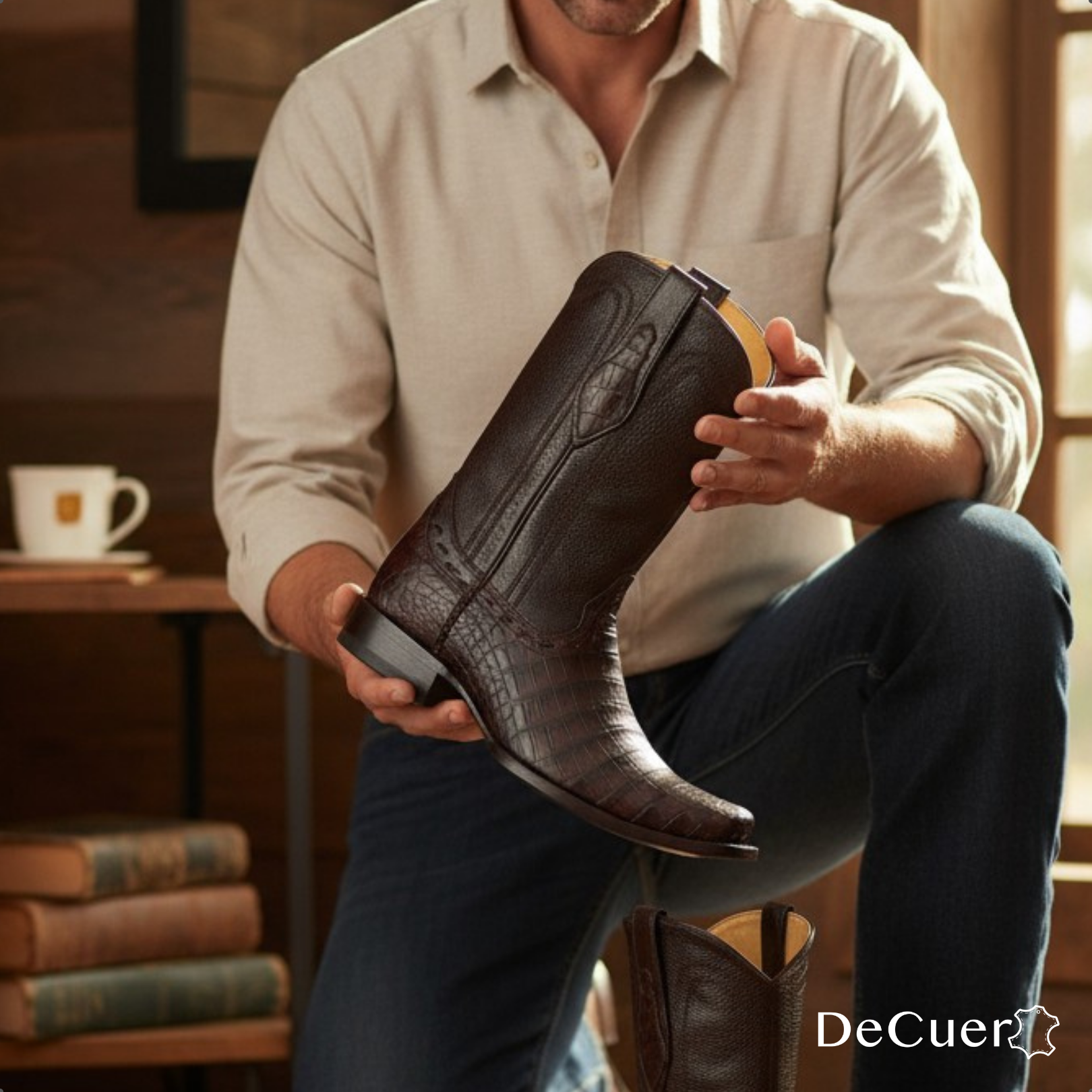 Aleron Men's Brown Croc Belly Exotic Leather Boots