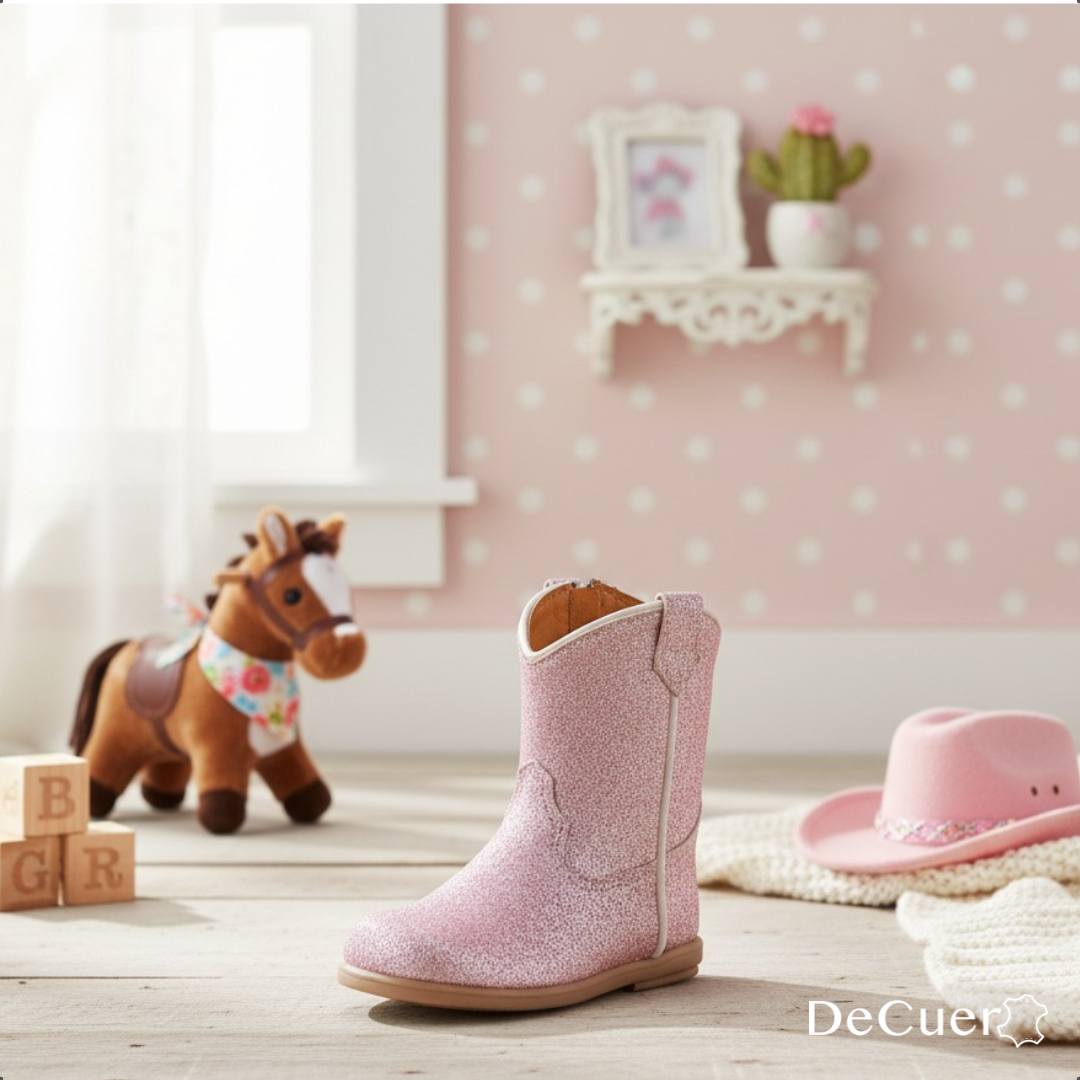 Annie Baby's Pink Glitter Leather Boots