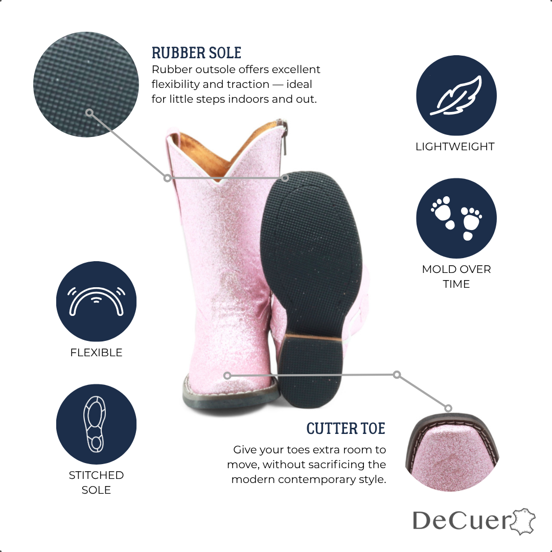 Annie Kids Pink Glitter Leather Boots