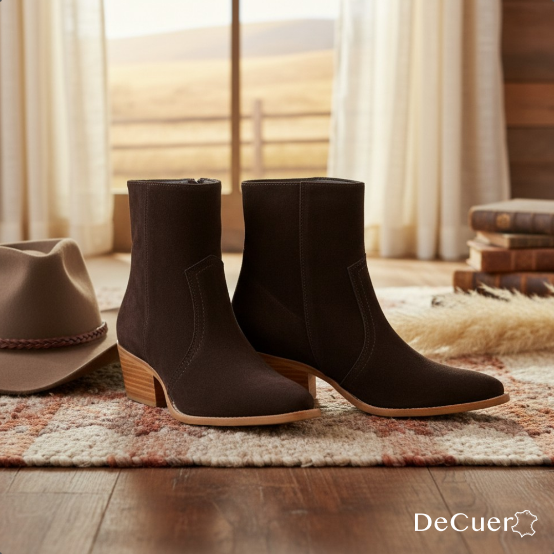 Texana Women's Brown Suede Leather Short Boots