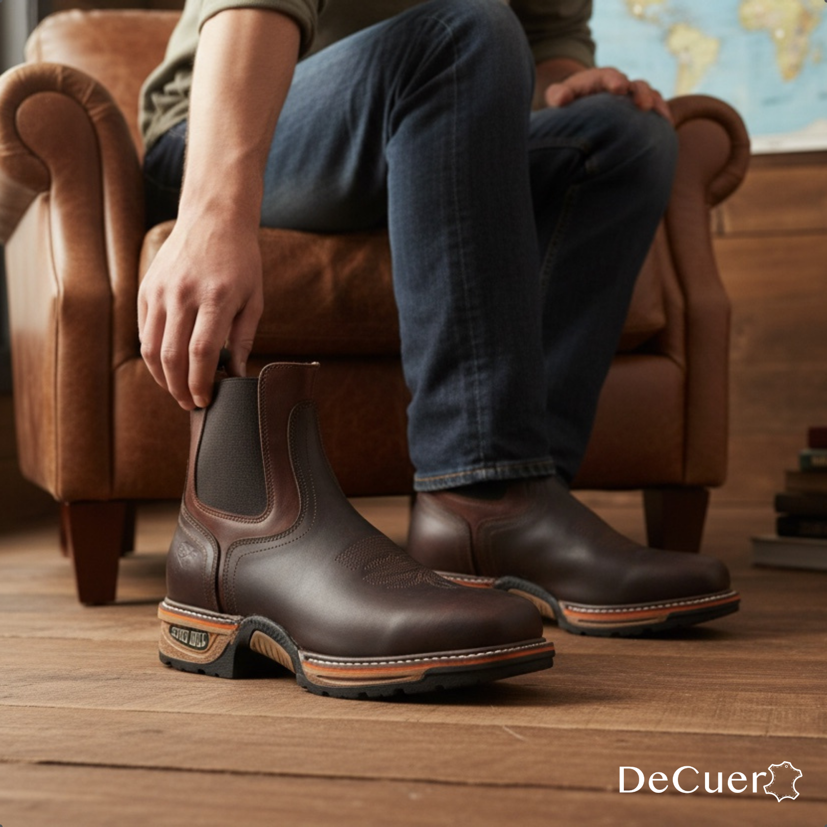 Plano Men's Fox Print Brown Leather Short Boots