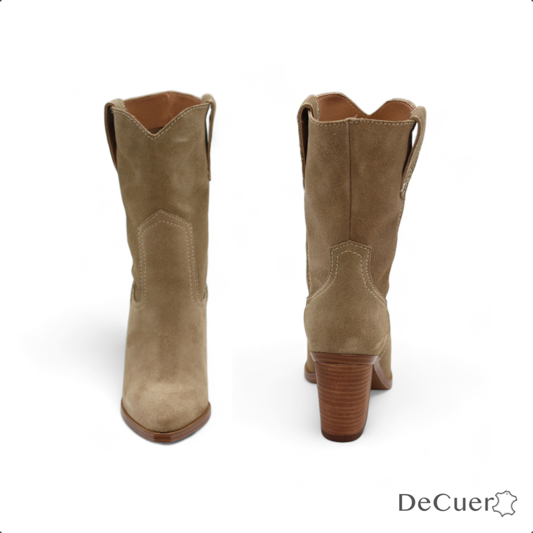 Bufalo Women's Beige Suede Leather Short Boots