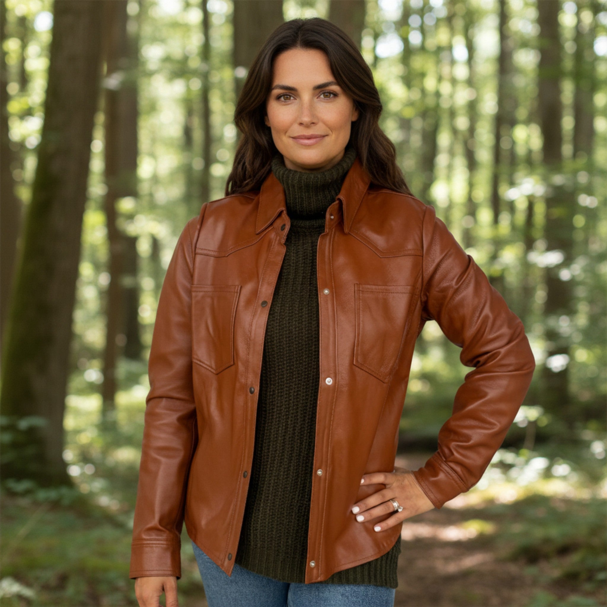 Aurora Women's Camel Leather Camisole