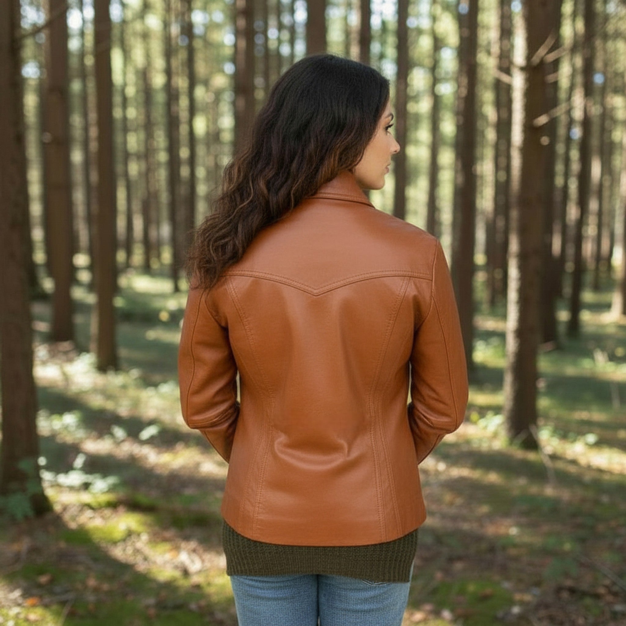 Aurora Women's Camel Leather Camisole