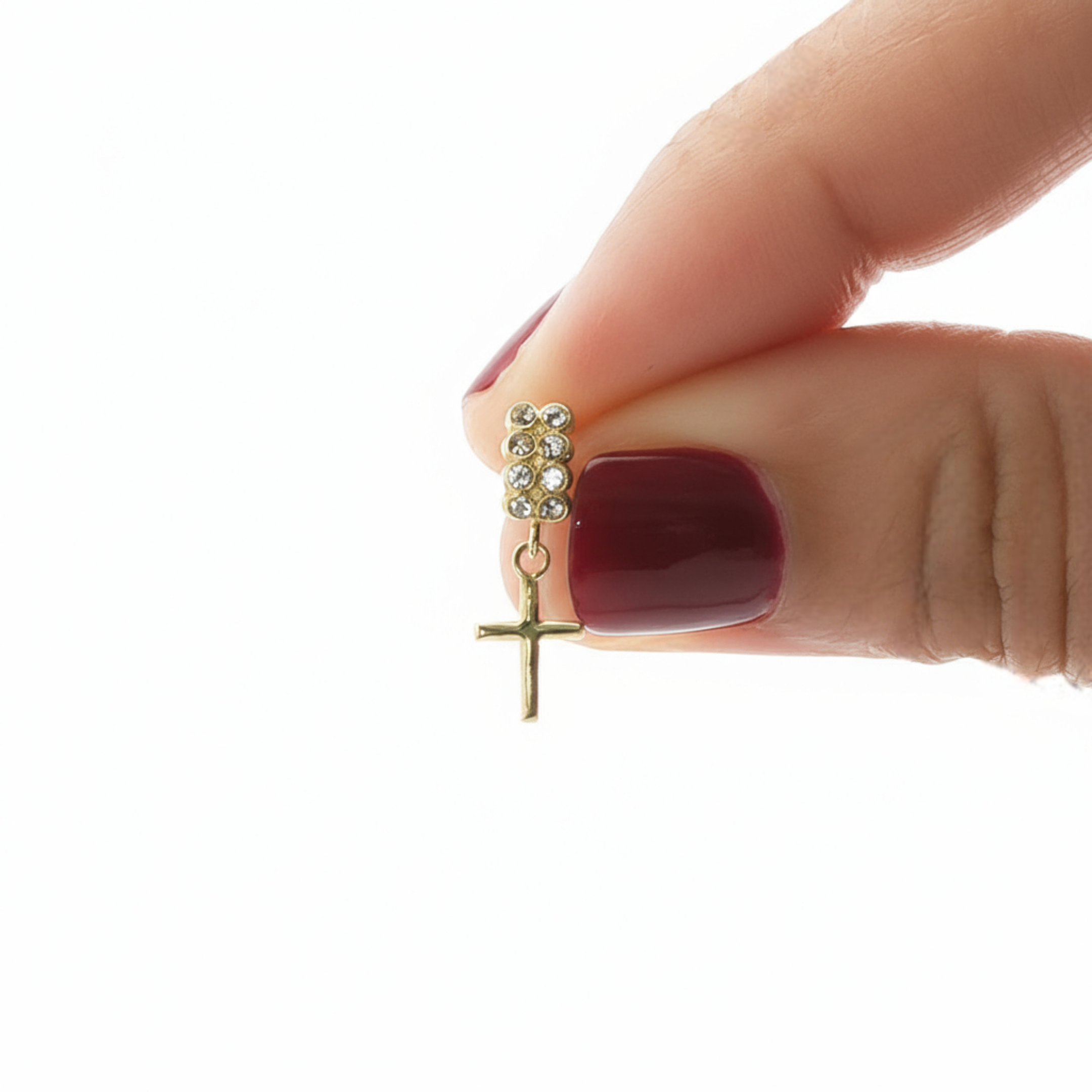 Yellow Gold 10K Pendant with Round Cut Cz Cross