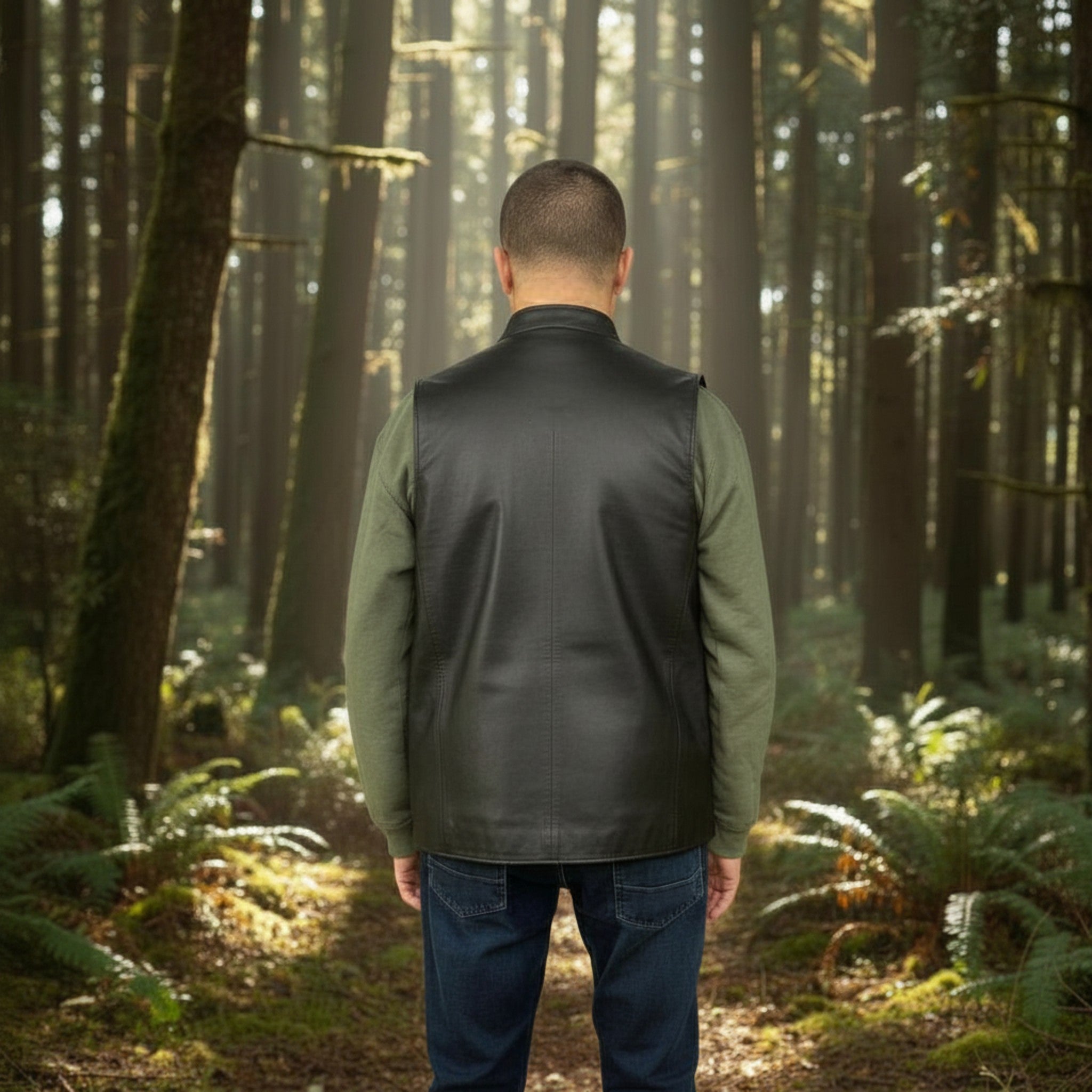 Edgar Men's Black Leather Vest