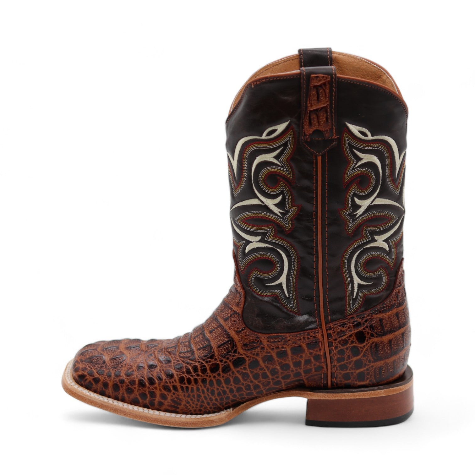 Garland Men's Crocodile Printed Brown Leather Boots