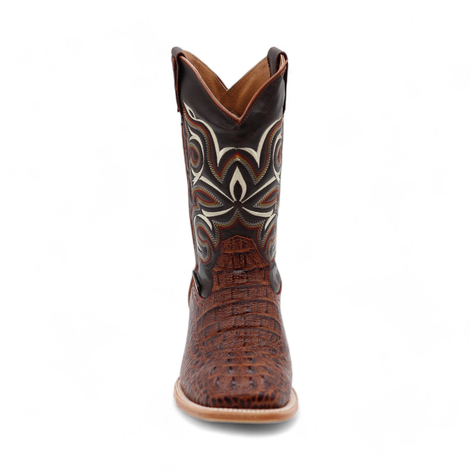 Garland Men's Crocodile Printed Brown Leather Boots