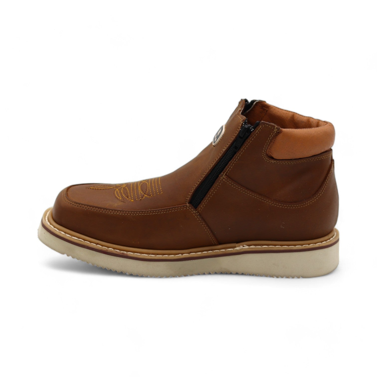 El Paso Men's Camel Leather Short Boots