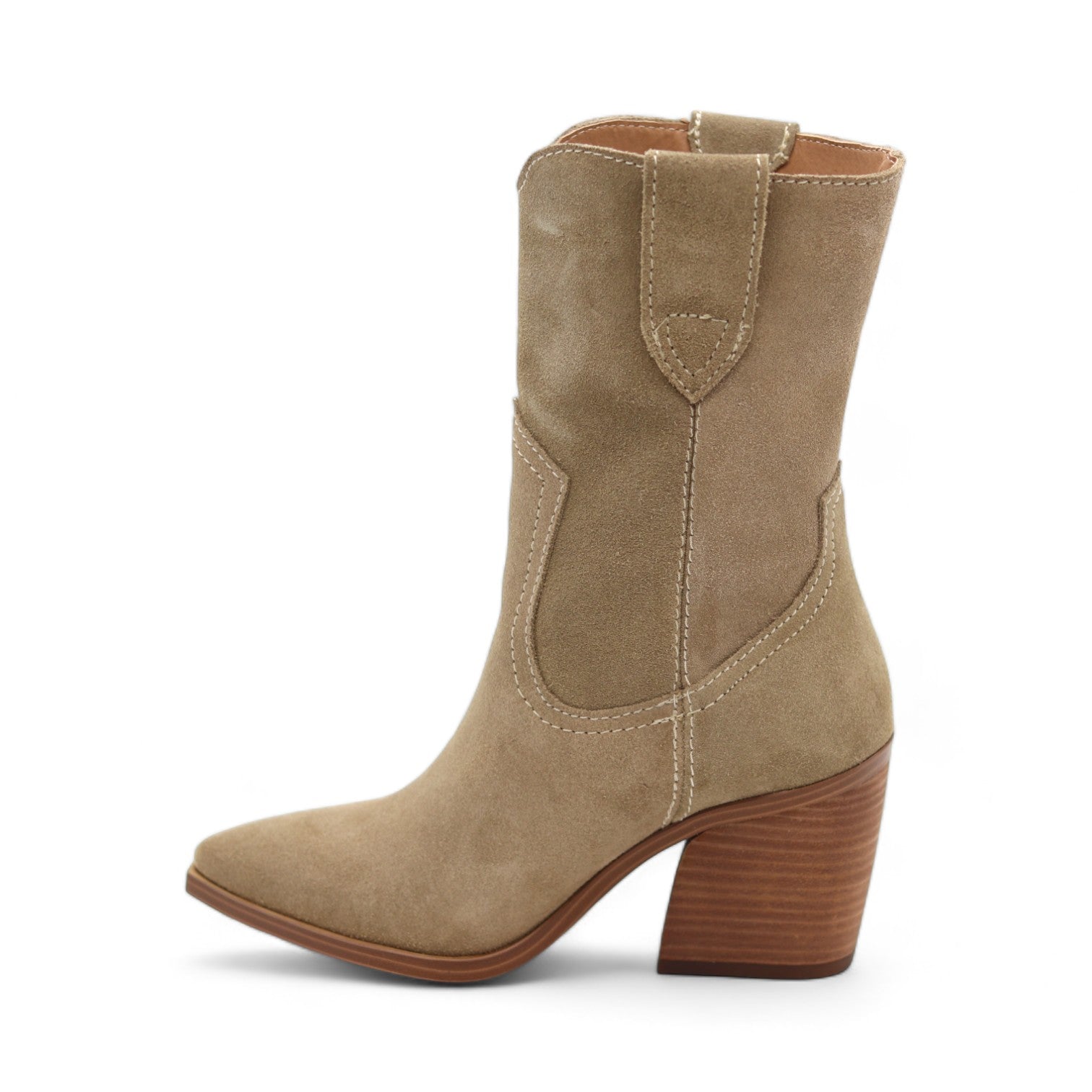 Bufalo Women's Beige Suede Leather Short Boots