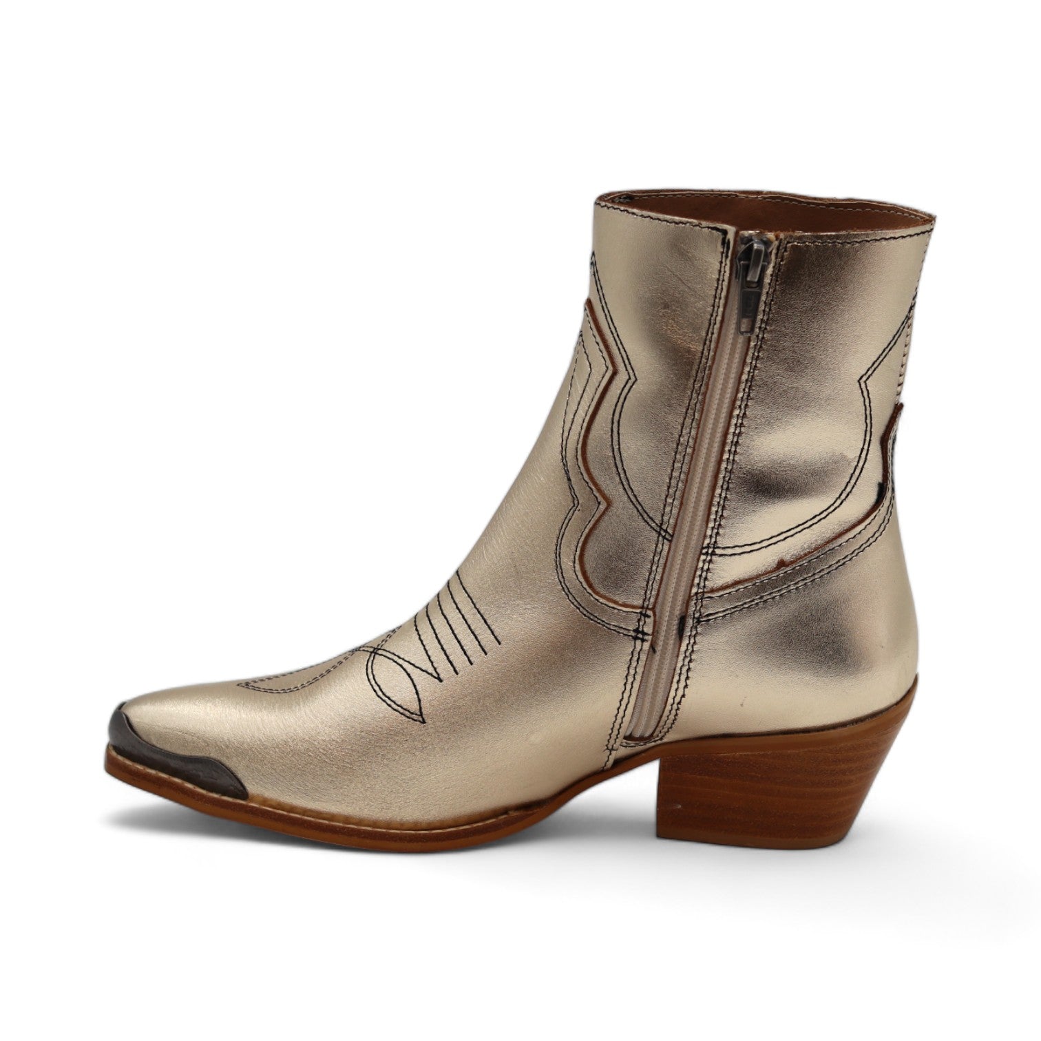 Oeste Women's Metallic Gold Leather Short Boots