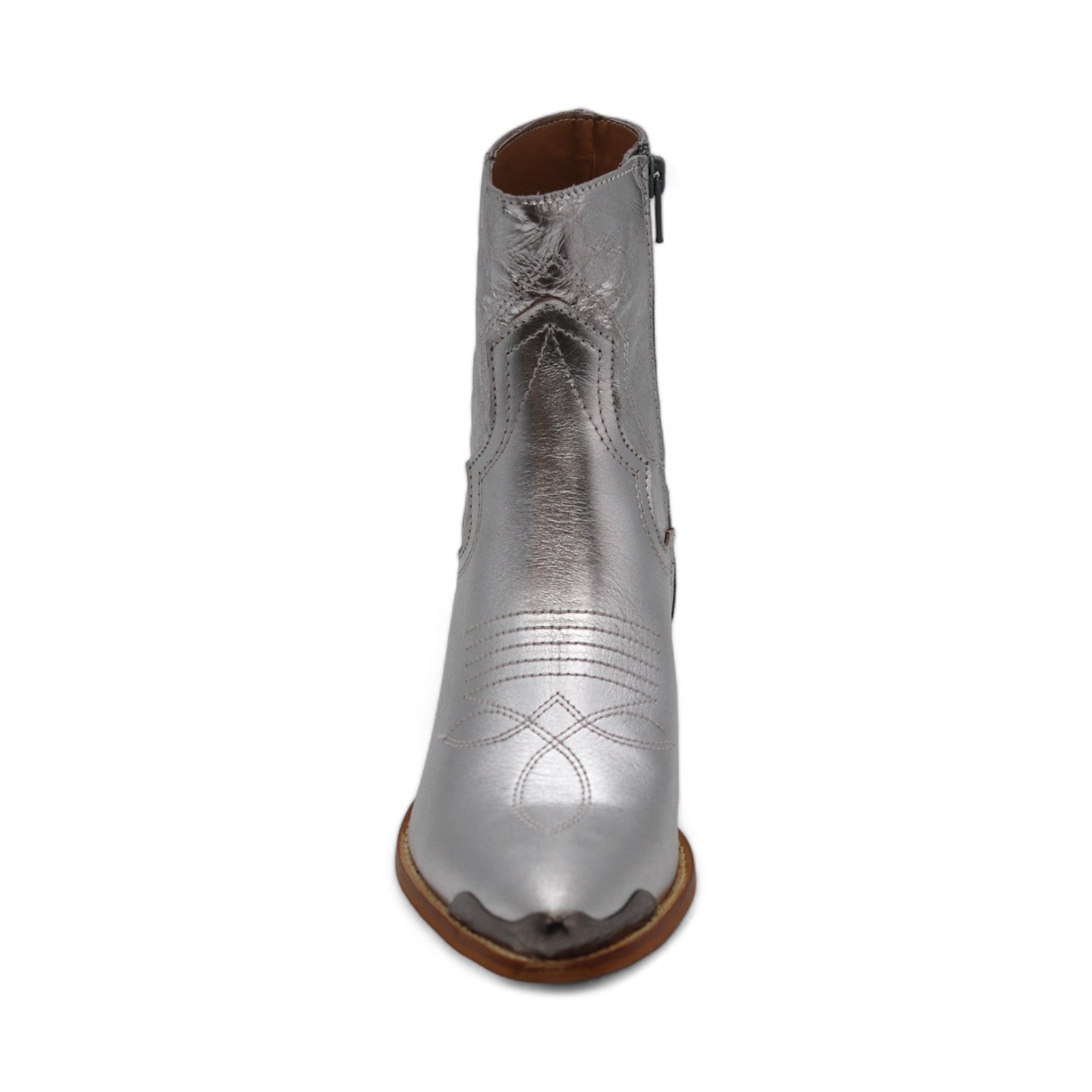 Oeste Women's Metallic Silver Leather Short Boots