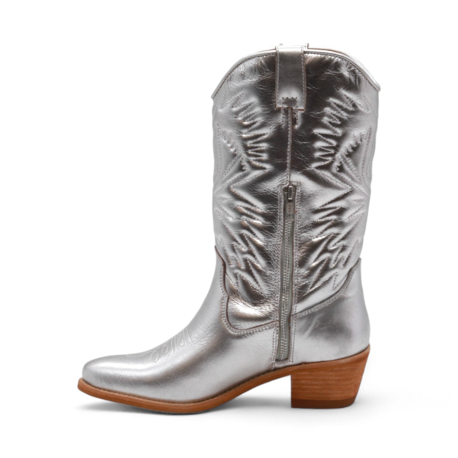 Cowgirl Women's Metallic Silver Leather Boots