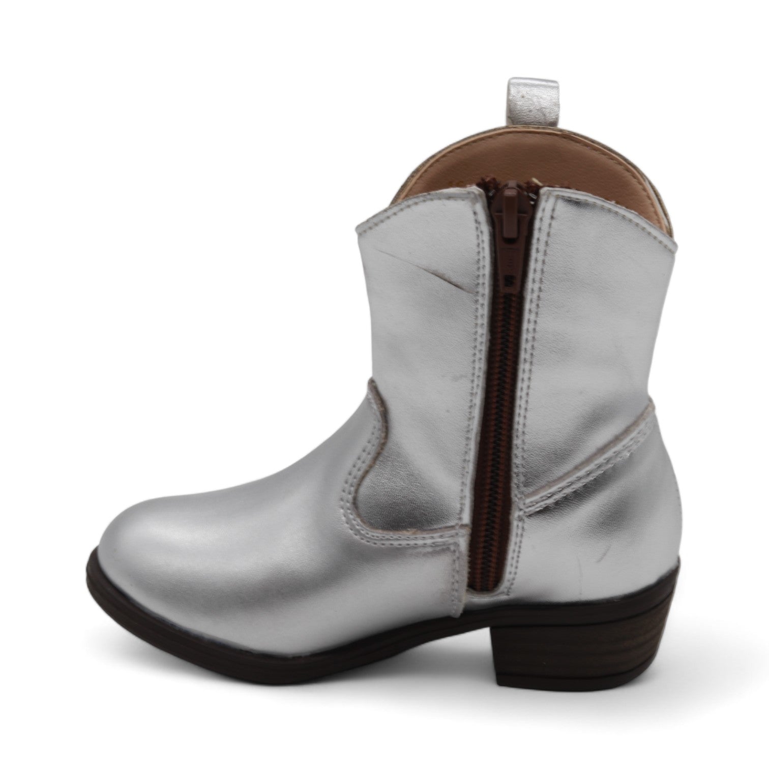 Taylor Girl's Metallic Silver Faux Leather Boots