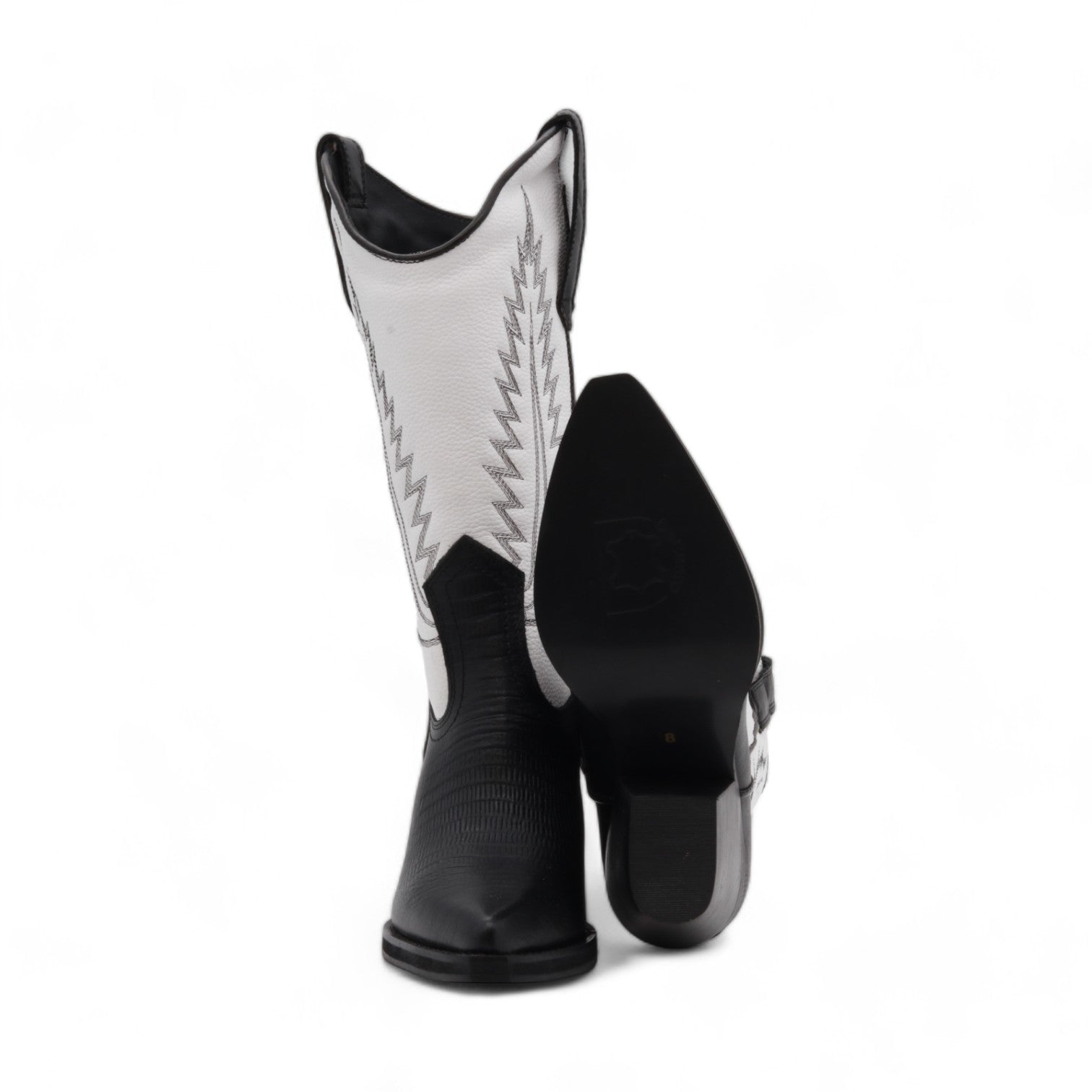 Cactus Women's Black & White Leather Boots