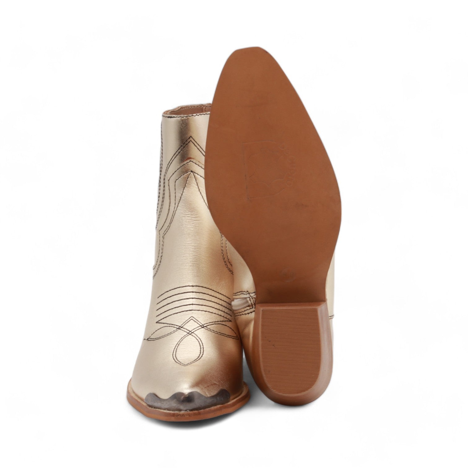 Oeste Women's Metallic Gold Leather Short Boots