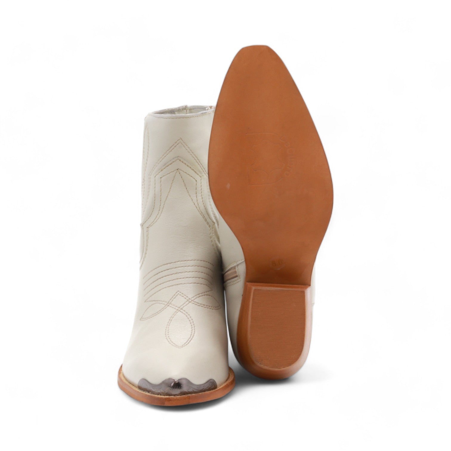 Oeste Women's White Leather Short Boots