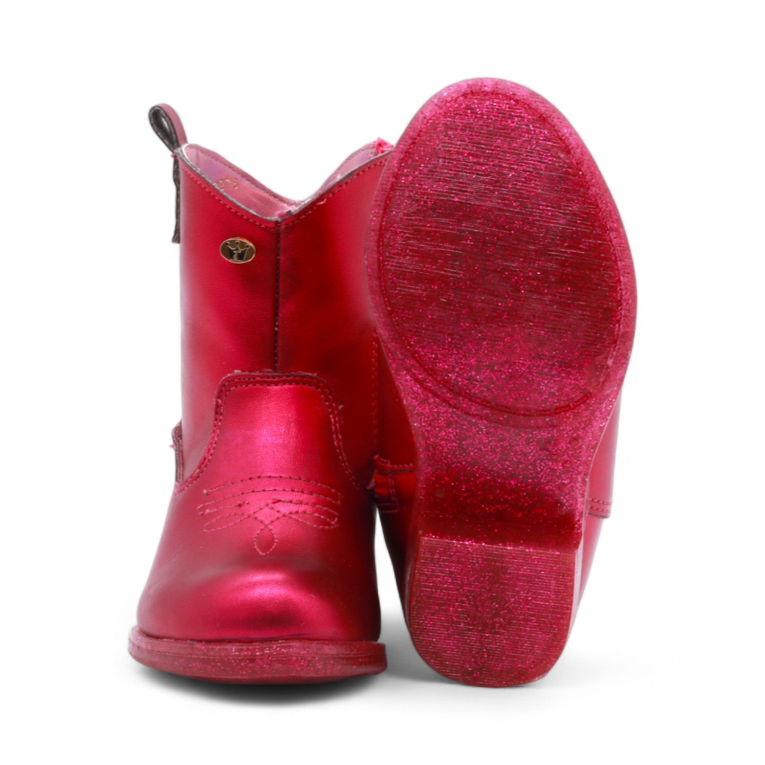 Barbie Girl's Metallic Fuchsia Faux Leather Boots