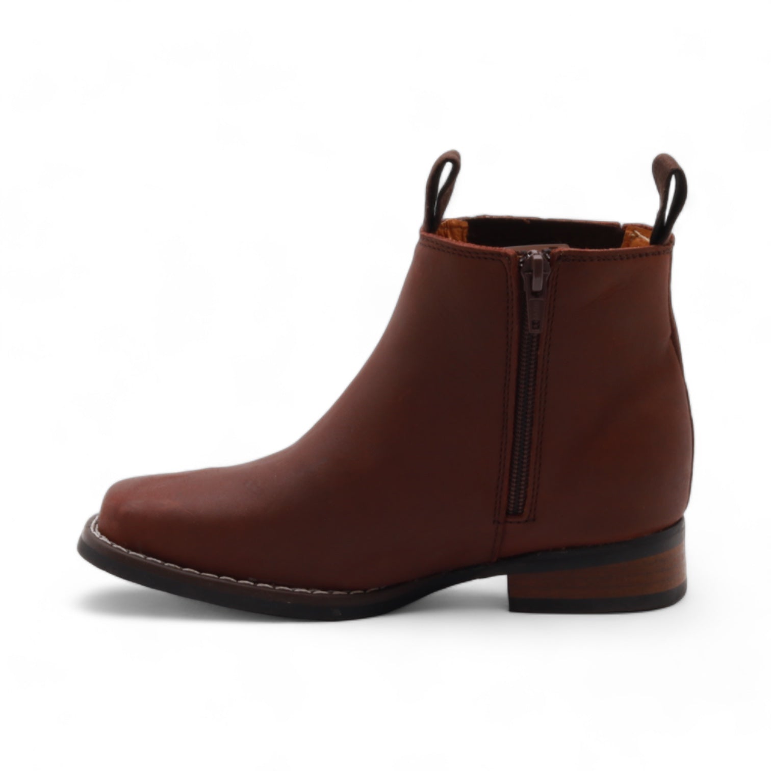 Evan Juniors Brown Leather Short Boots