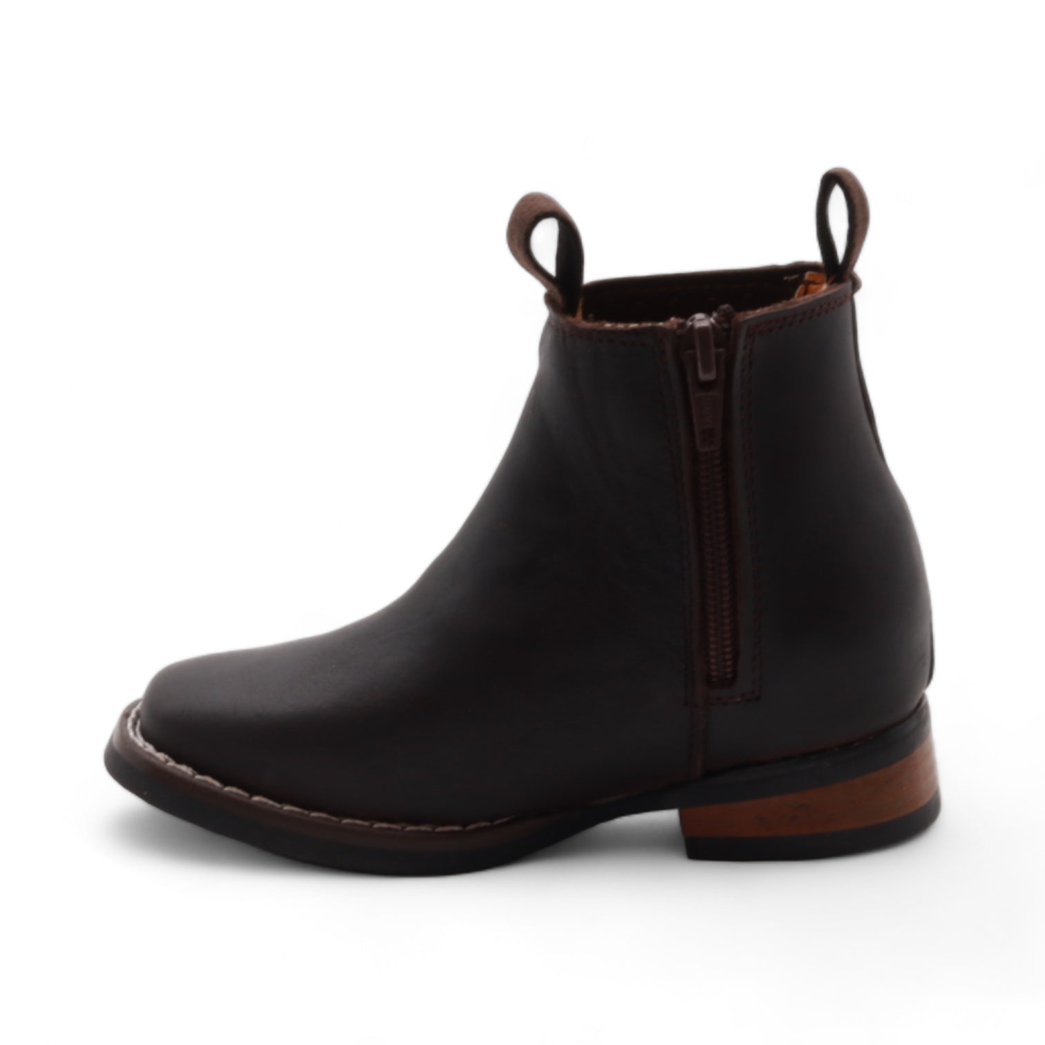 Evan Kids Dark Brown Leather Short Boots