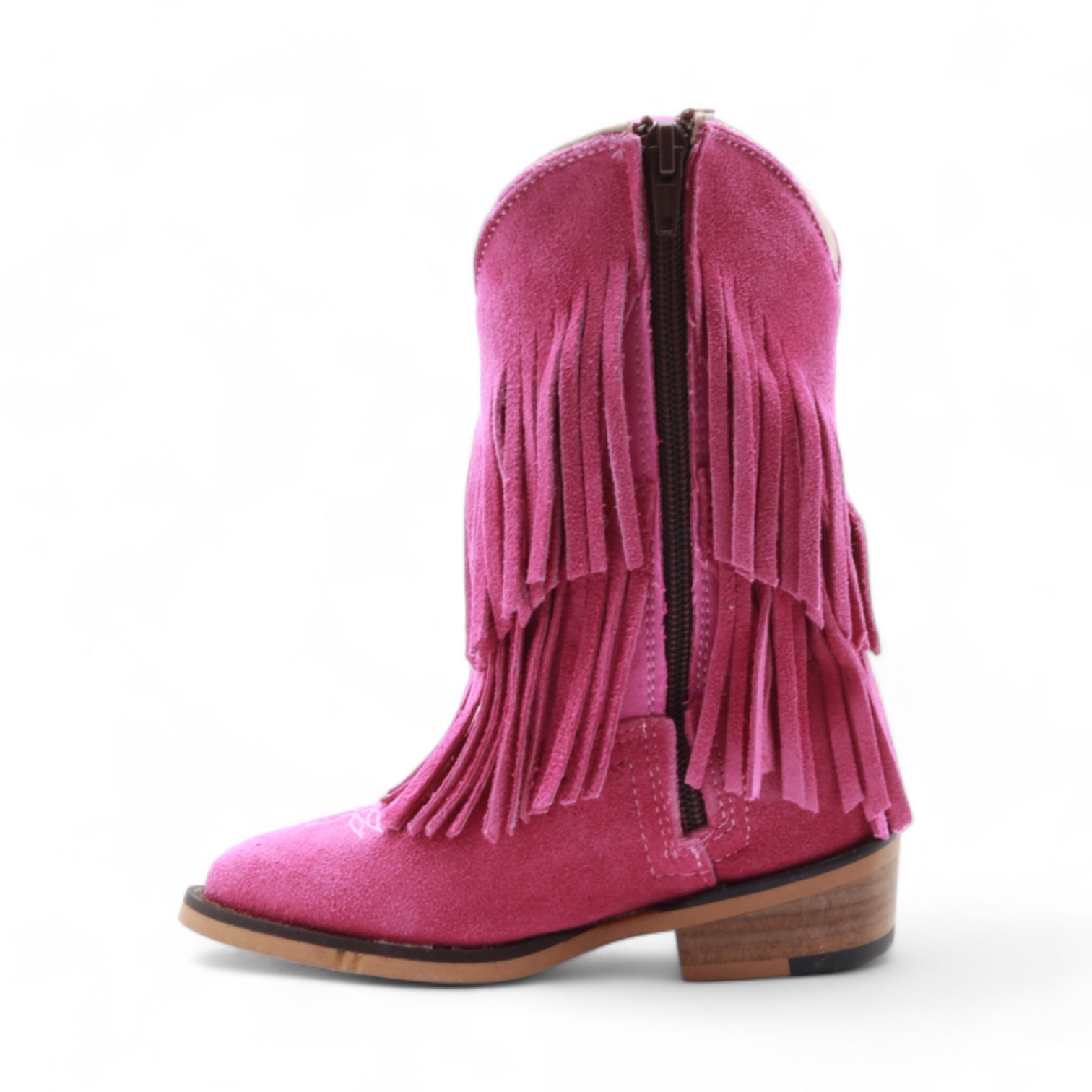 Ella Kids Pink Suede Leather Boots