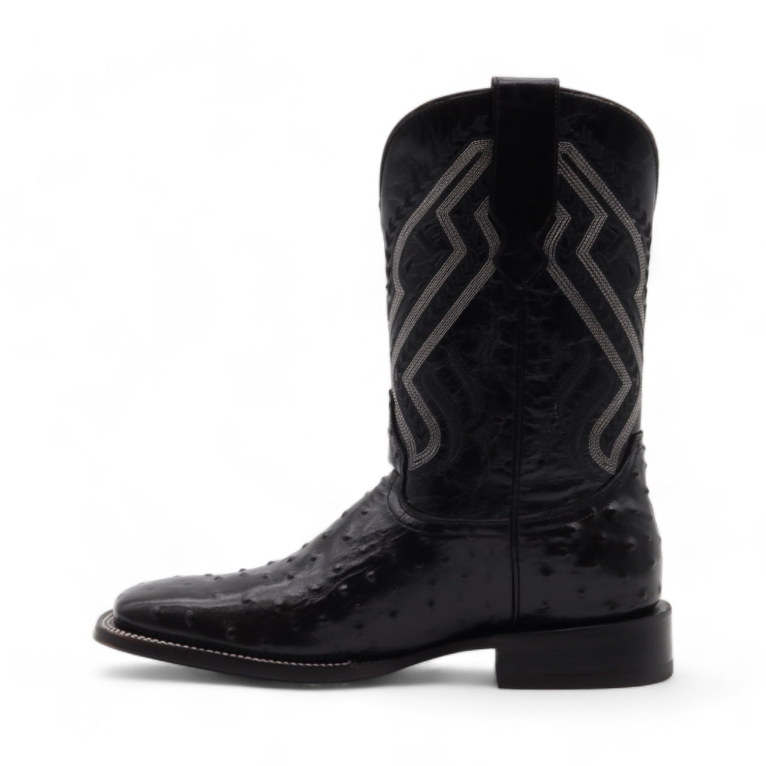 Vermont Men's Black Ostrich Print Leather Boots