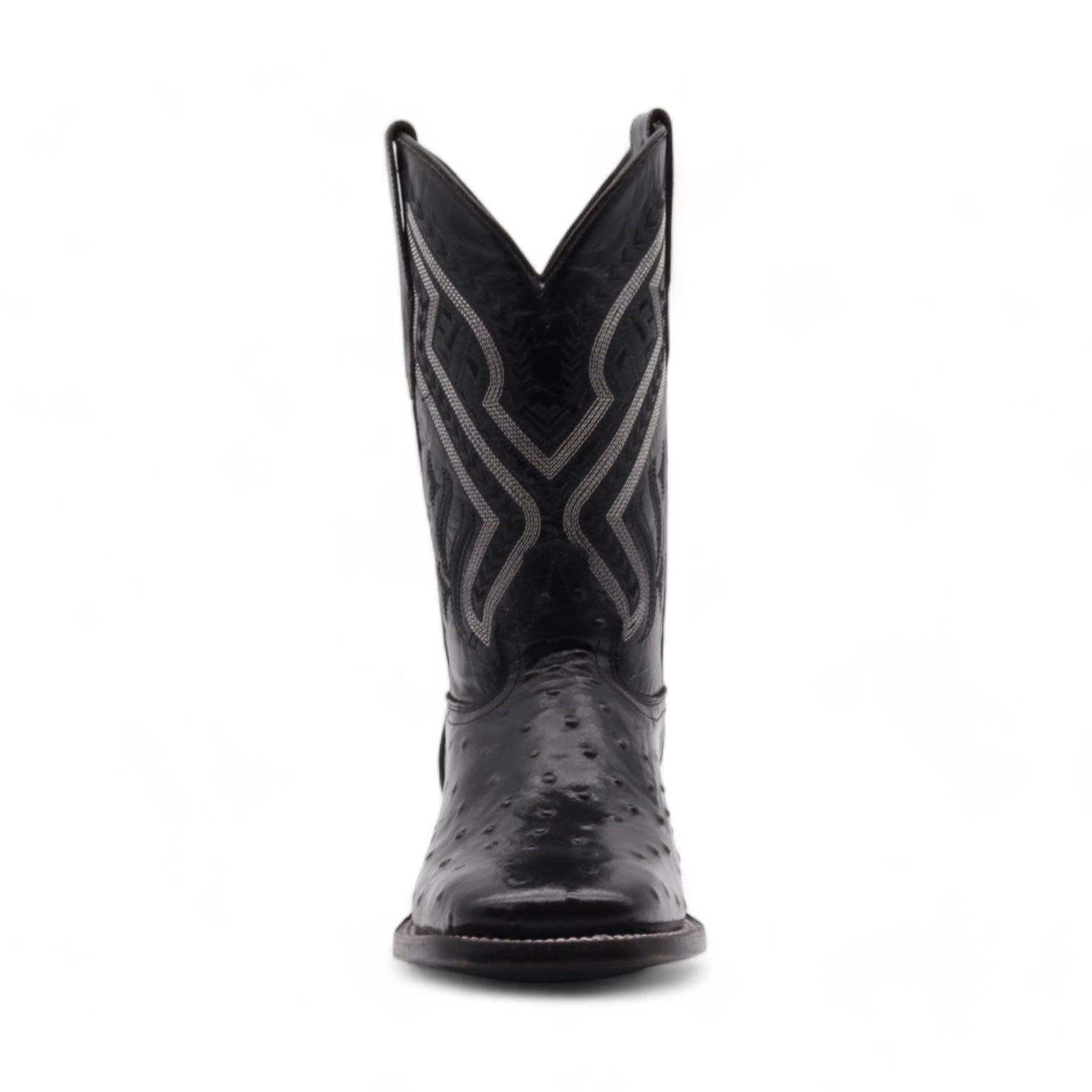 Vermont Men's Black Ostrich Print Leather Boots