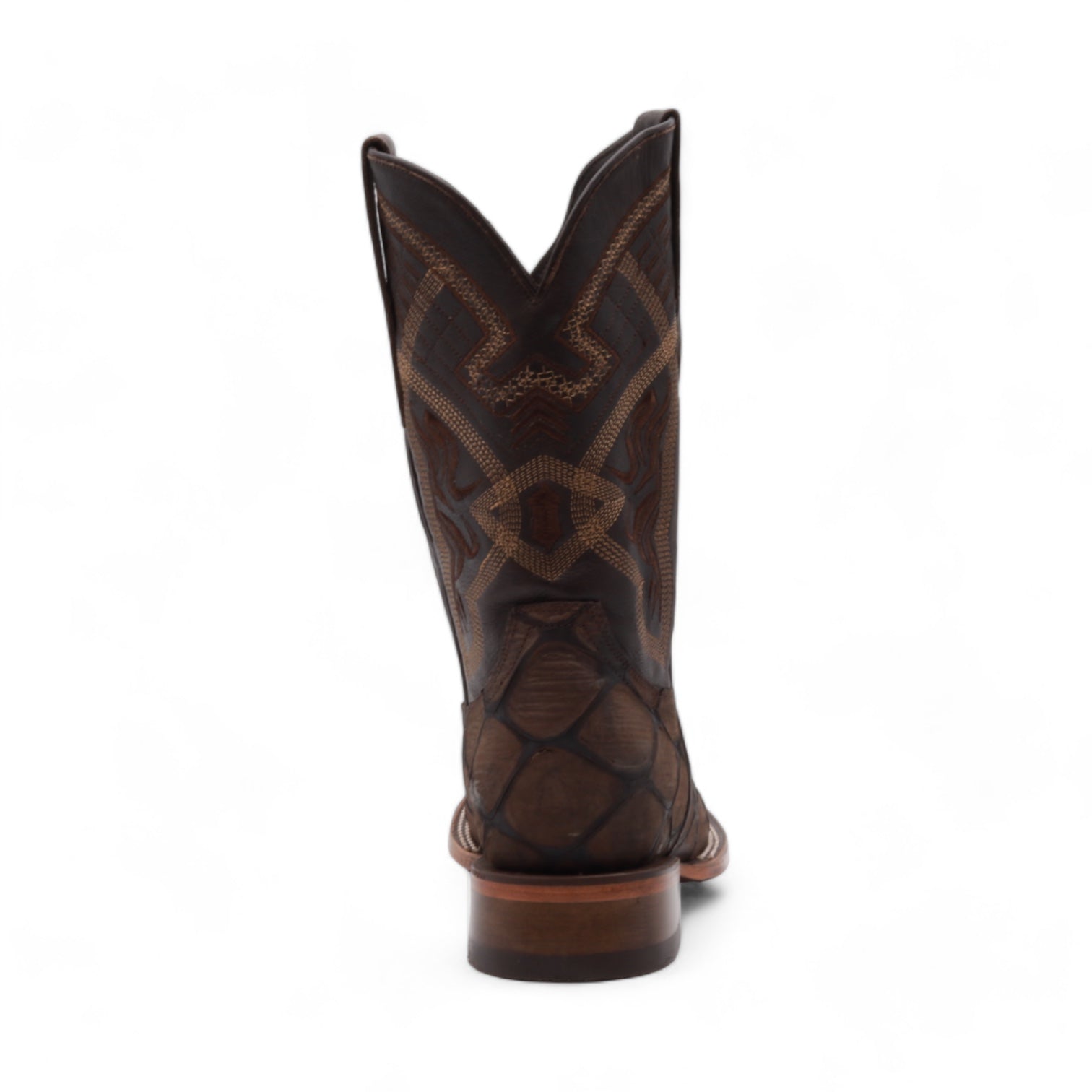 Kansas Men's Brown Pirarucu Print Leather Boots