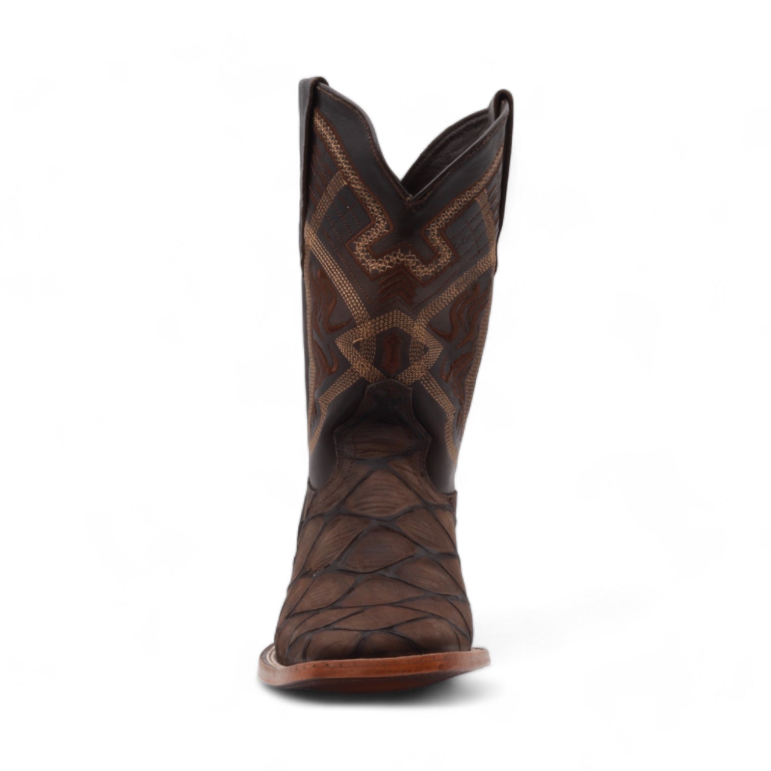 Kansas Men's Brown Pirarucu Print Leather Boots