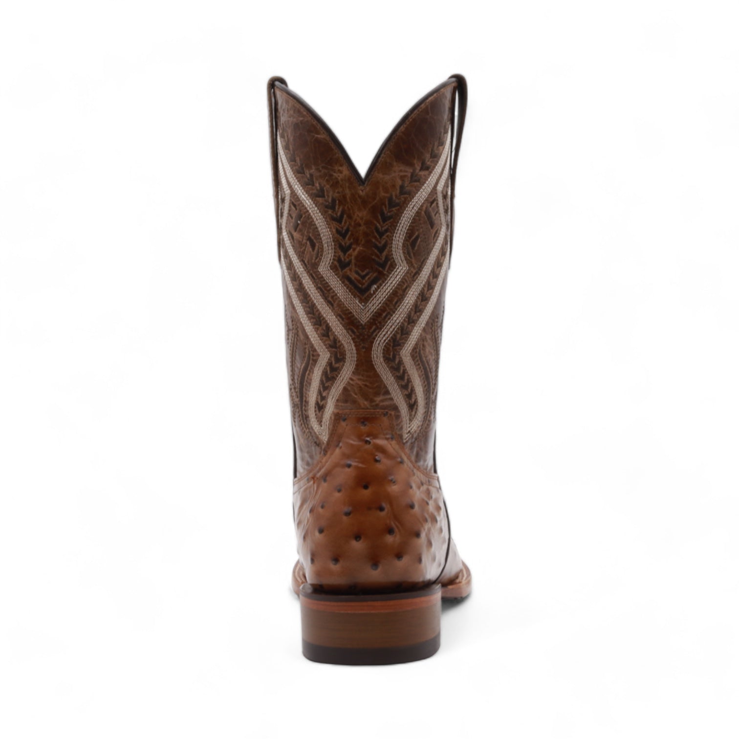 Vermont Men's Camel Ostrich Print Leather Boots