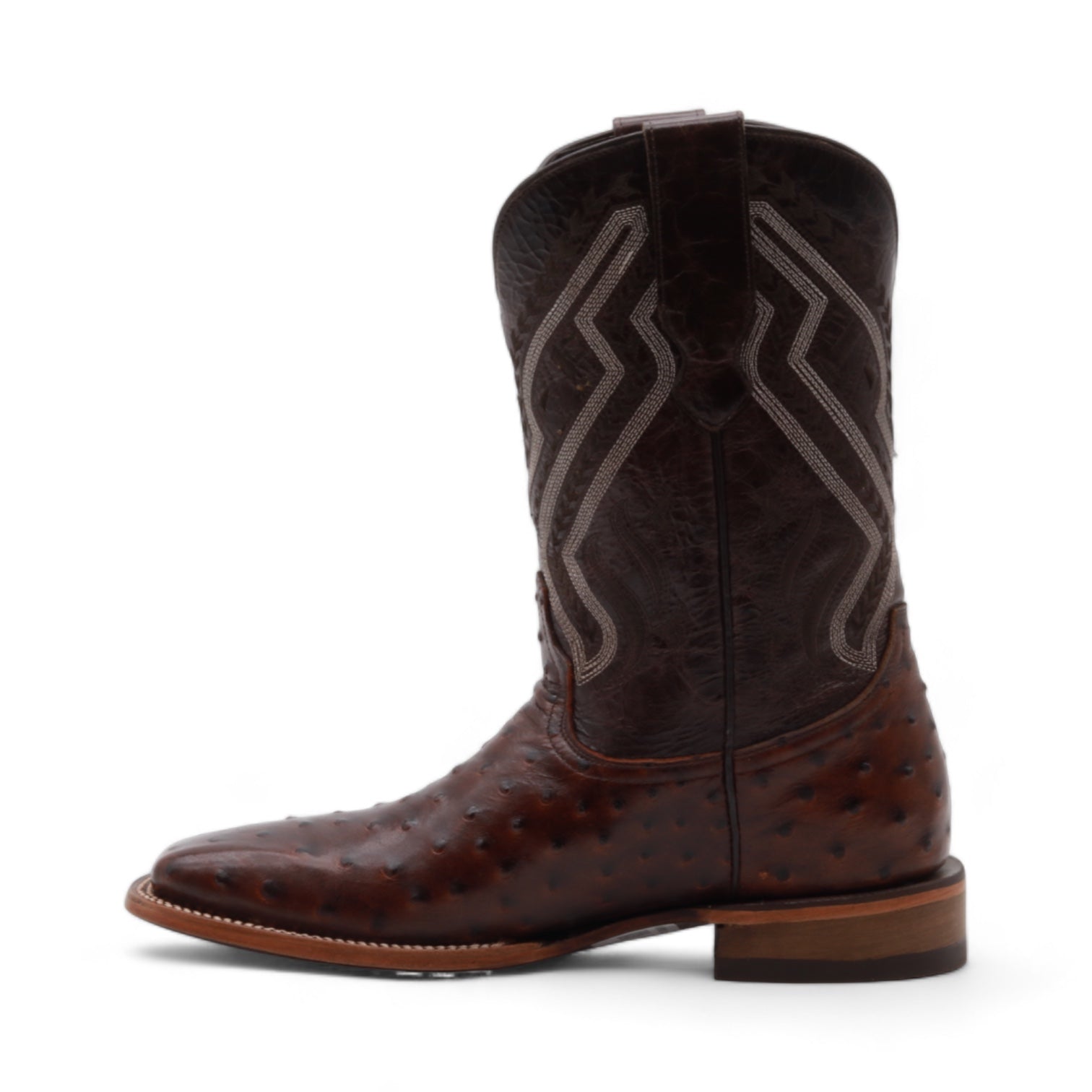 Vermont Men's Brown Ostrich Print Leather Boots