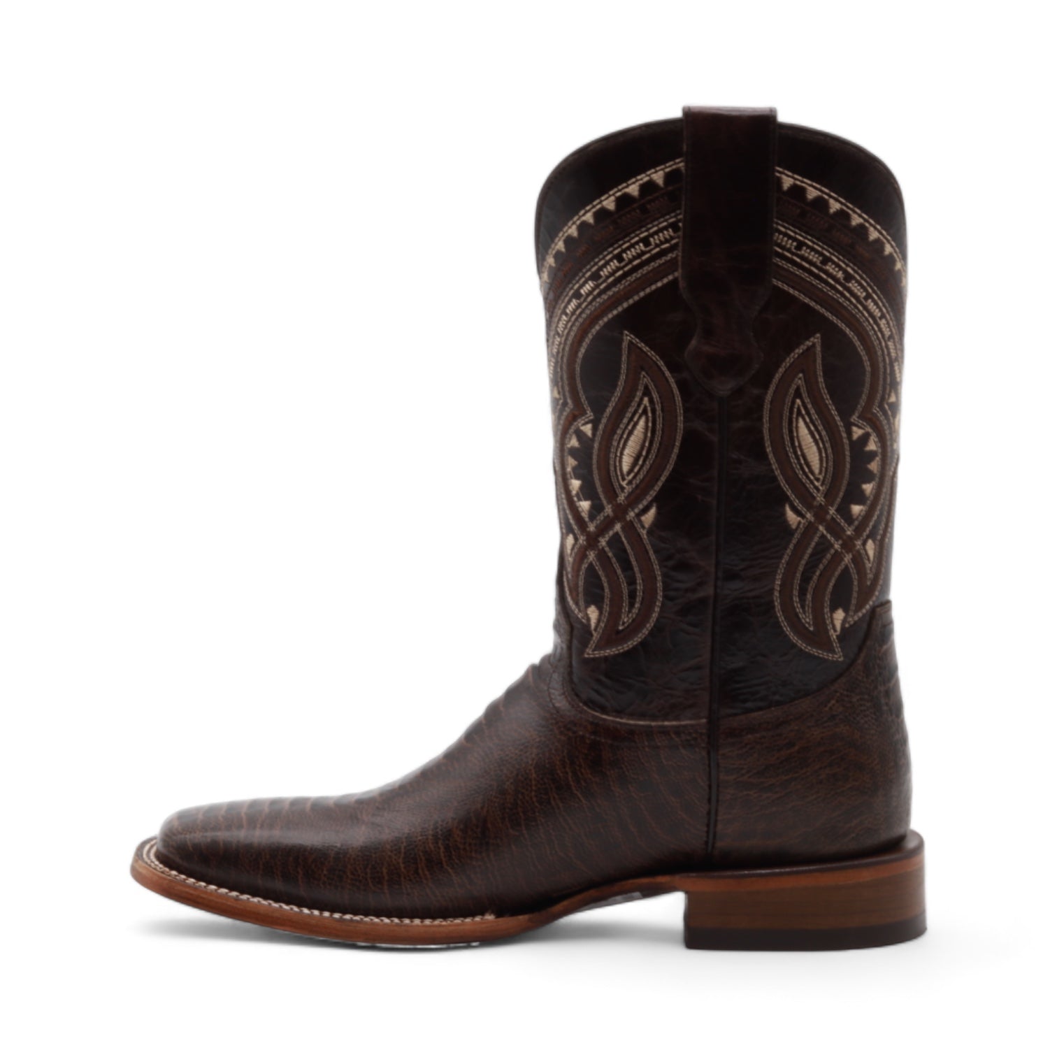 Oregon Men's Brown Ostrich Leg Print Leather Boots