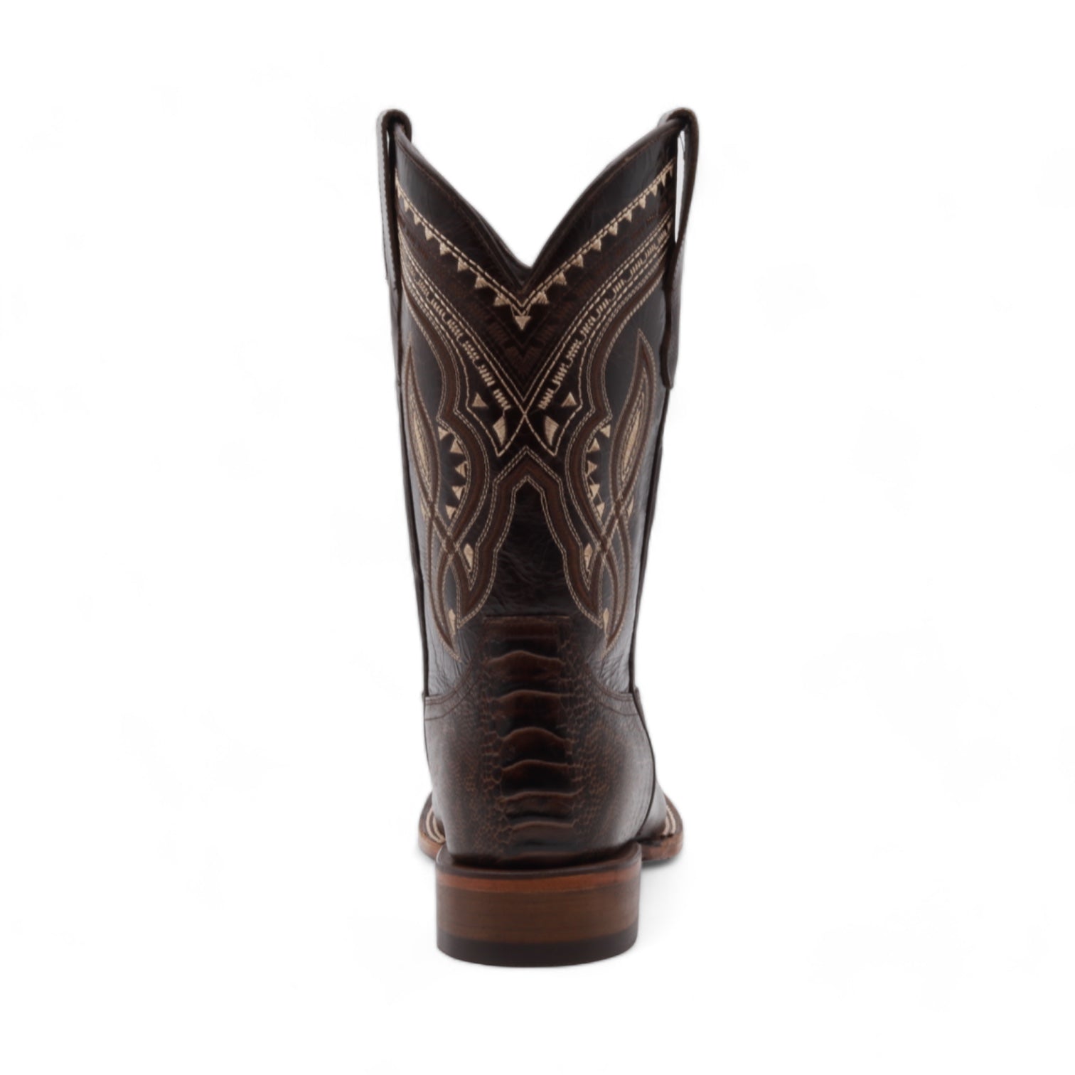 Oregon Men's Brown Ostrich Leg Print Leather Boots