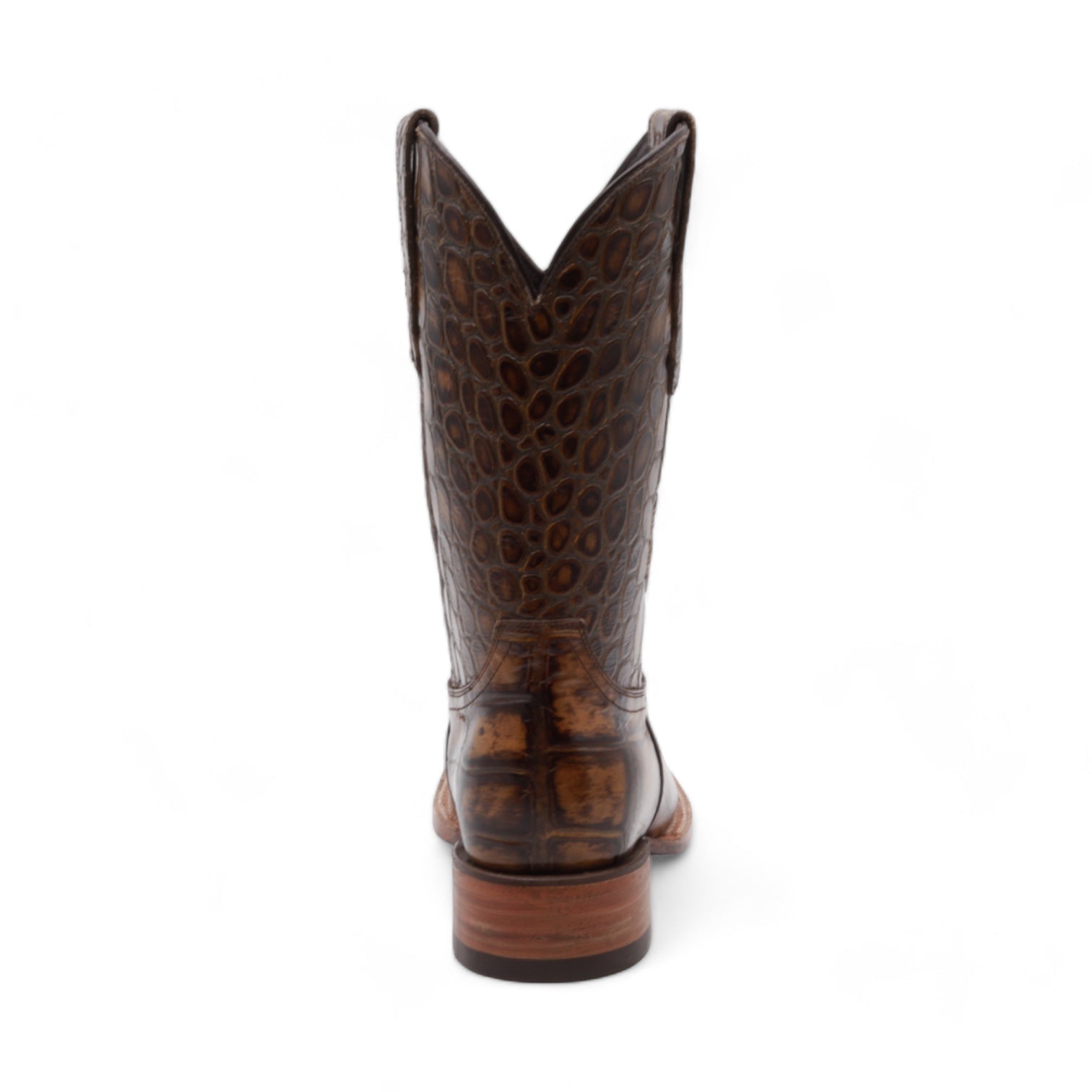 Montana Men's Brown Alligator Print Leather Boots