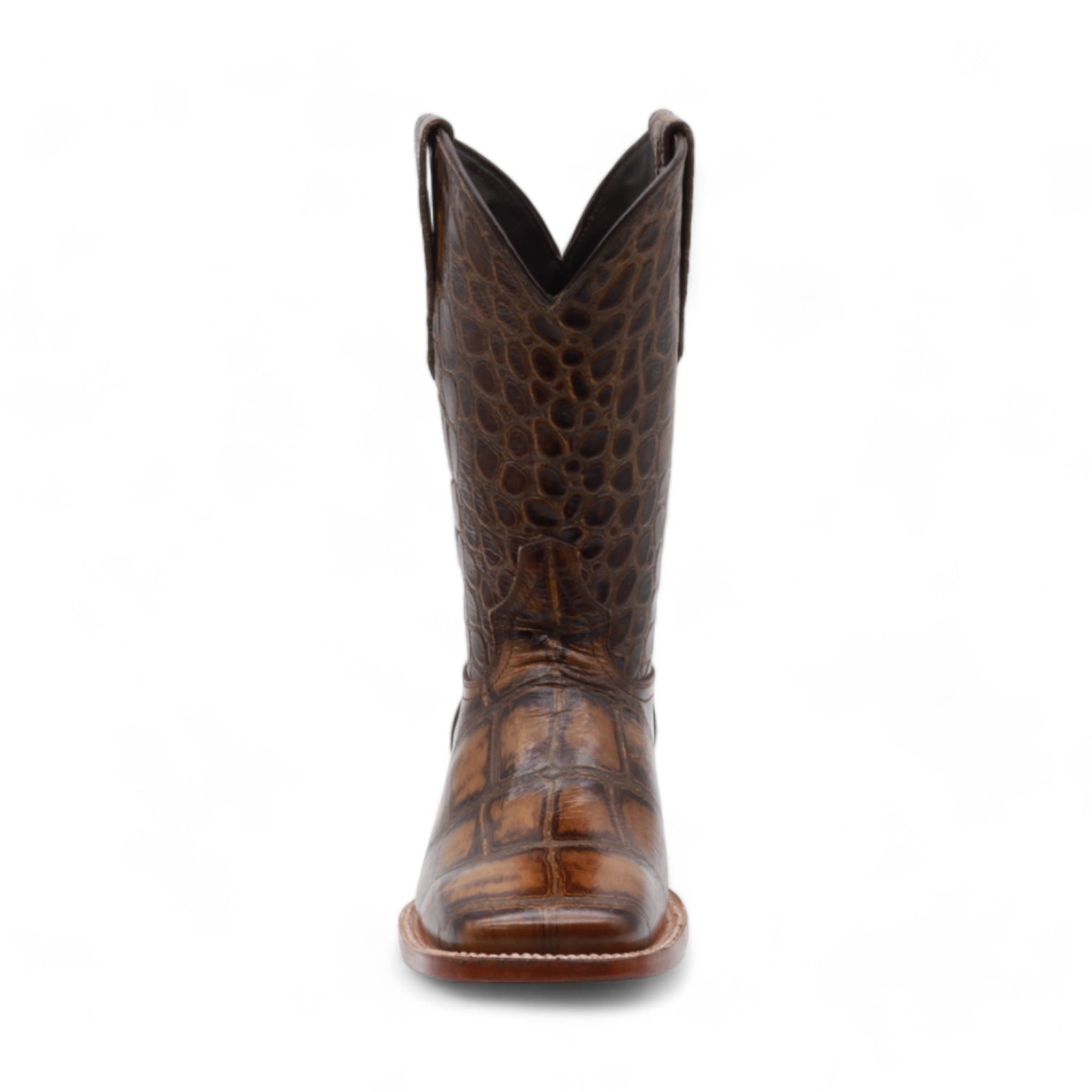 Montana Men's Brown Alligator Print Leather Boots