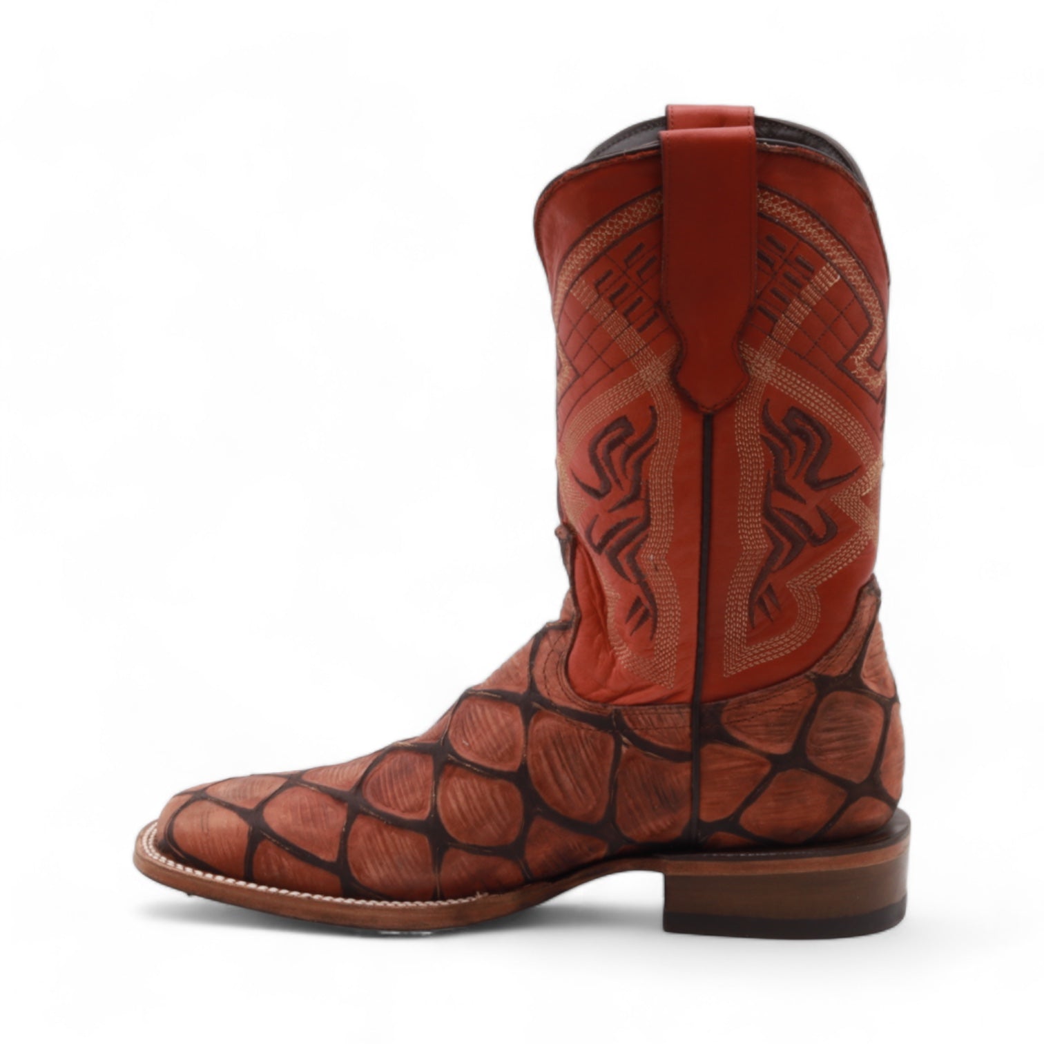 Kansas Men's Shedron Pirarucu Print Leather Boots