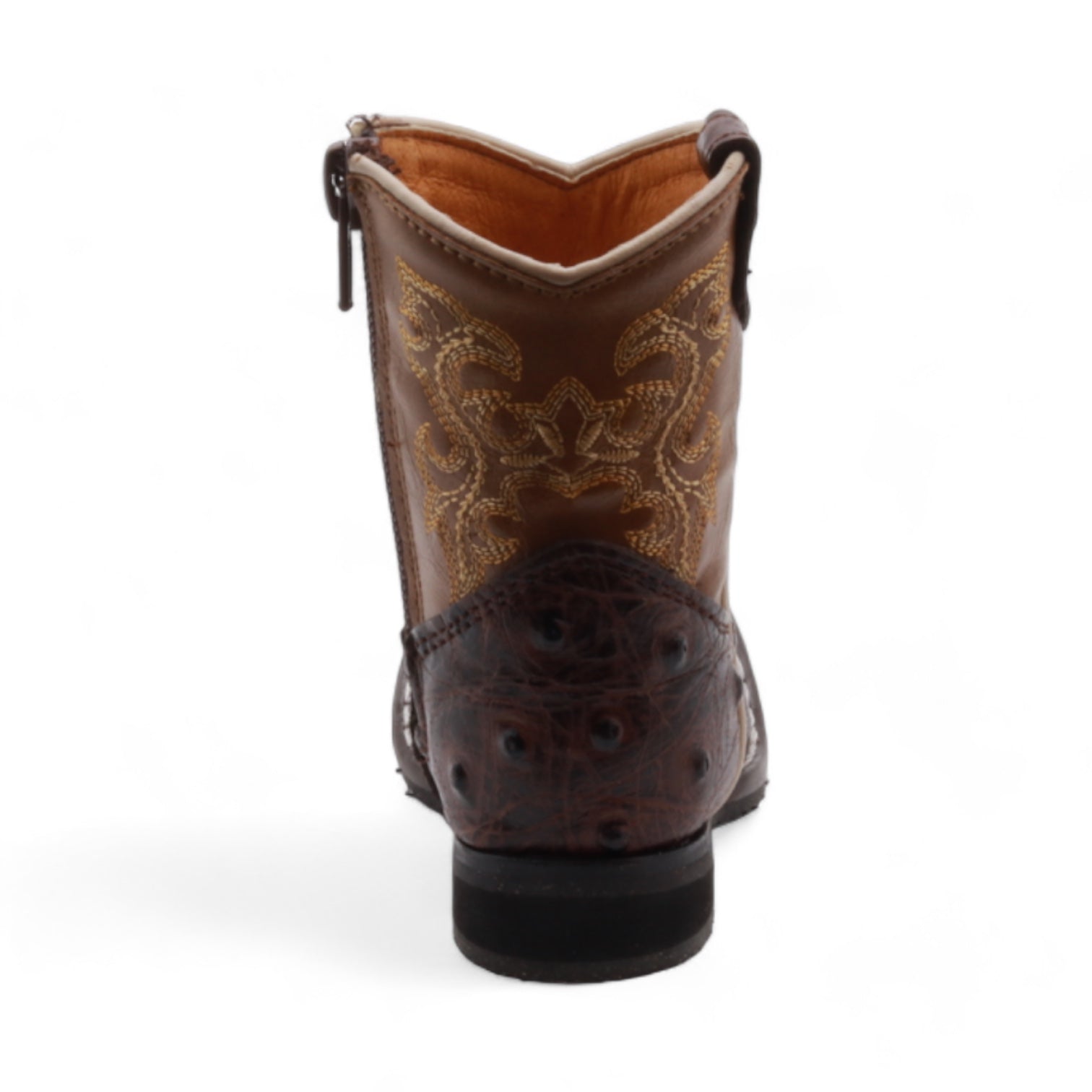 Cedric Baby's Brown Ostrich Print Leather Boots