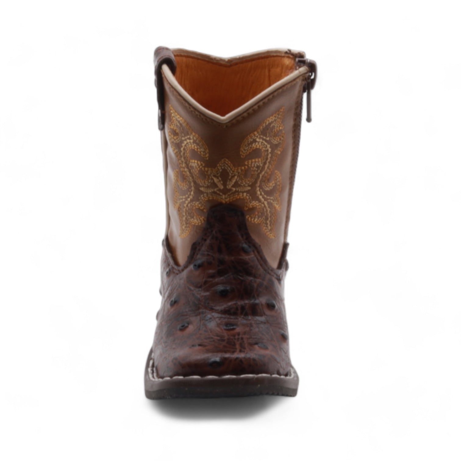 Cedric Baby's Brown Ostrich Print Leather Boots