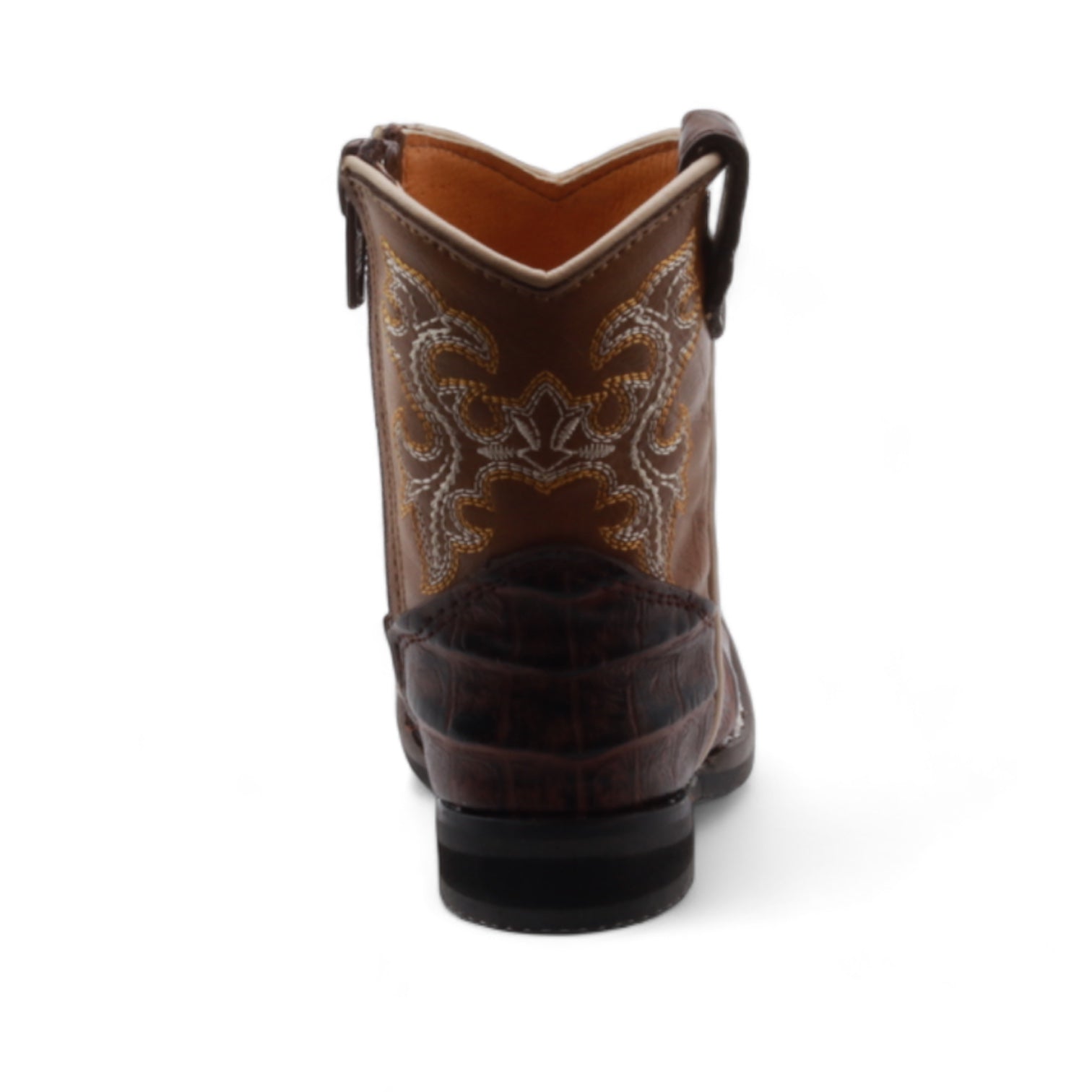 Logan Baby's Brown Crocodile Print Leather Boots