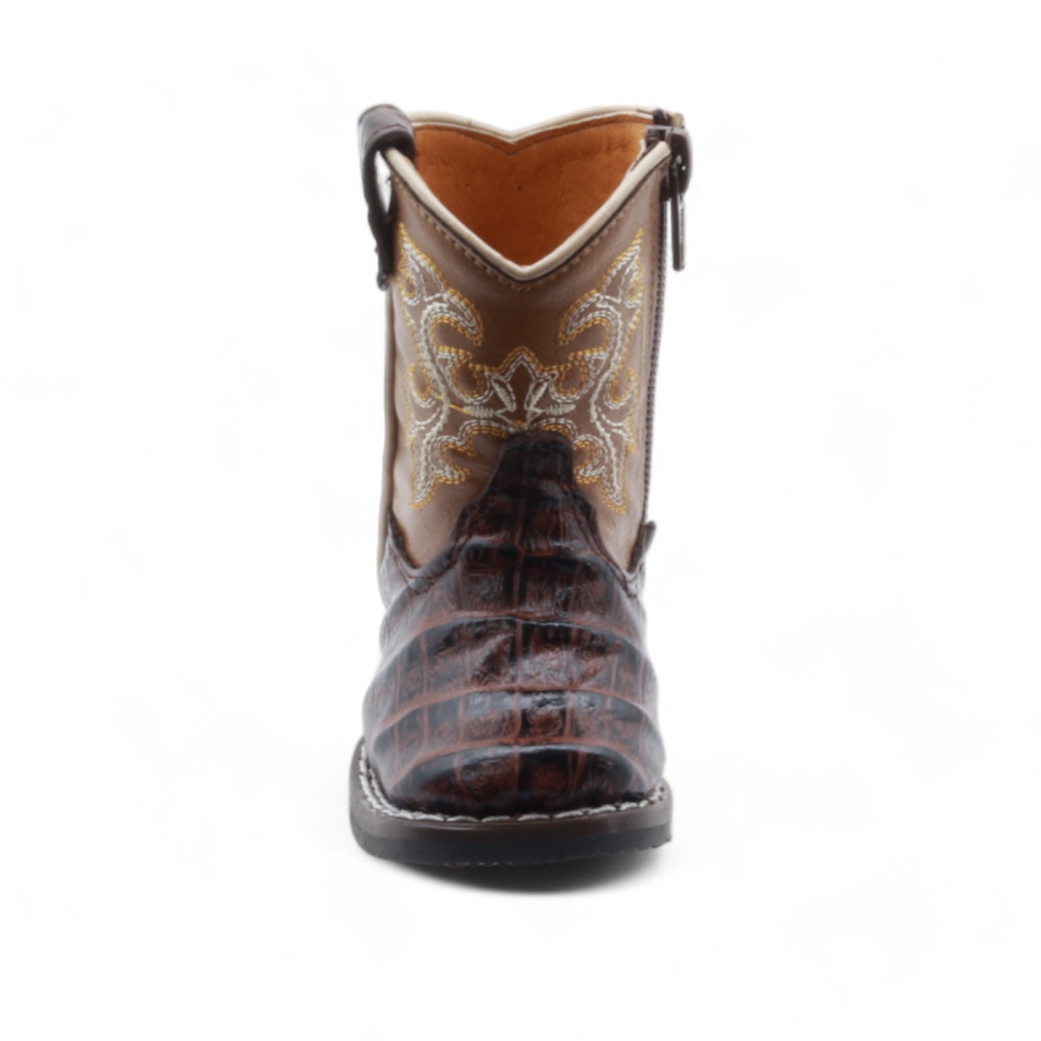 Logan Baby's Brown Crocodile Print Leather Boots