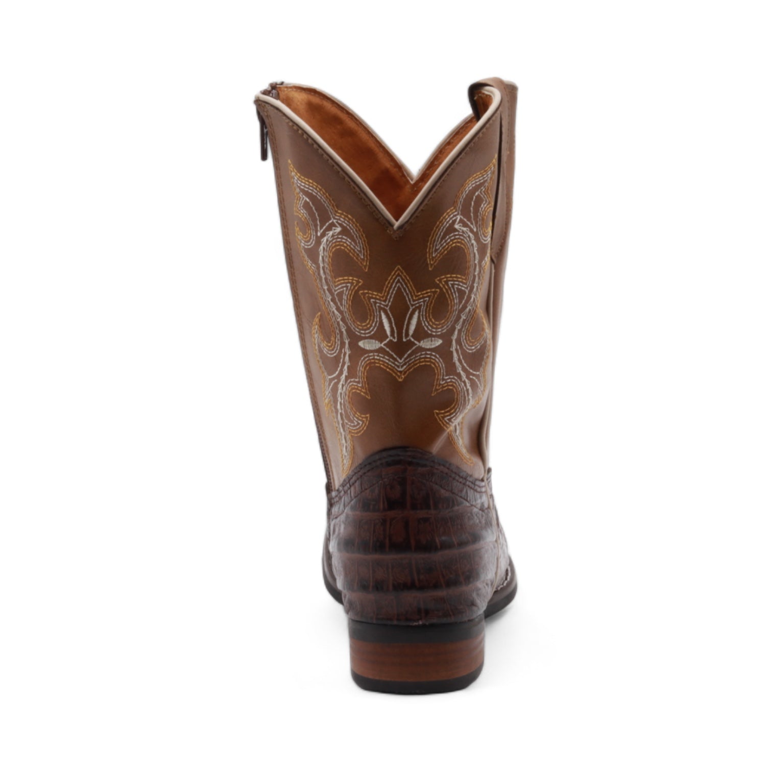 Logan Juniors Brown Crocodile Print Leather Boots