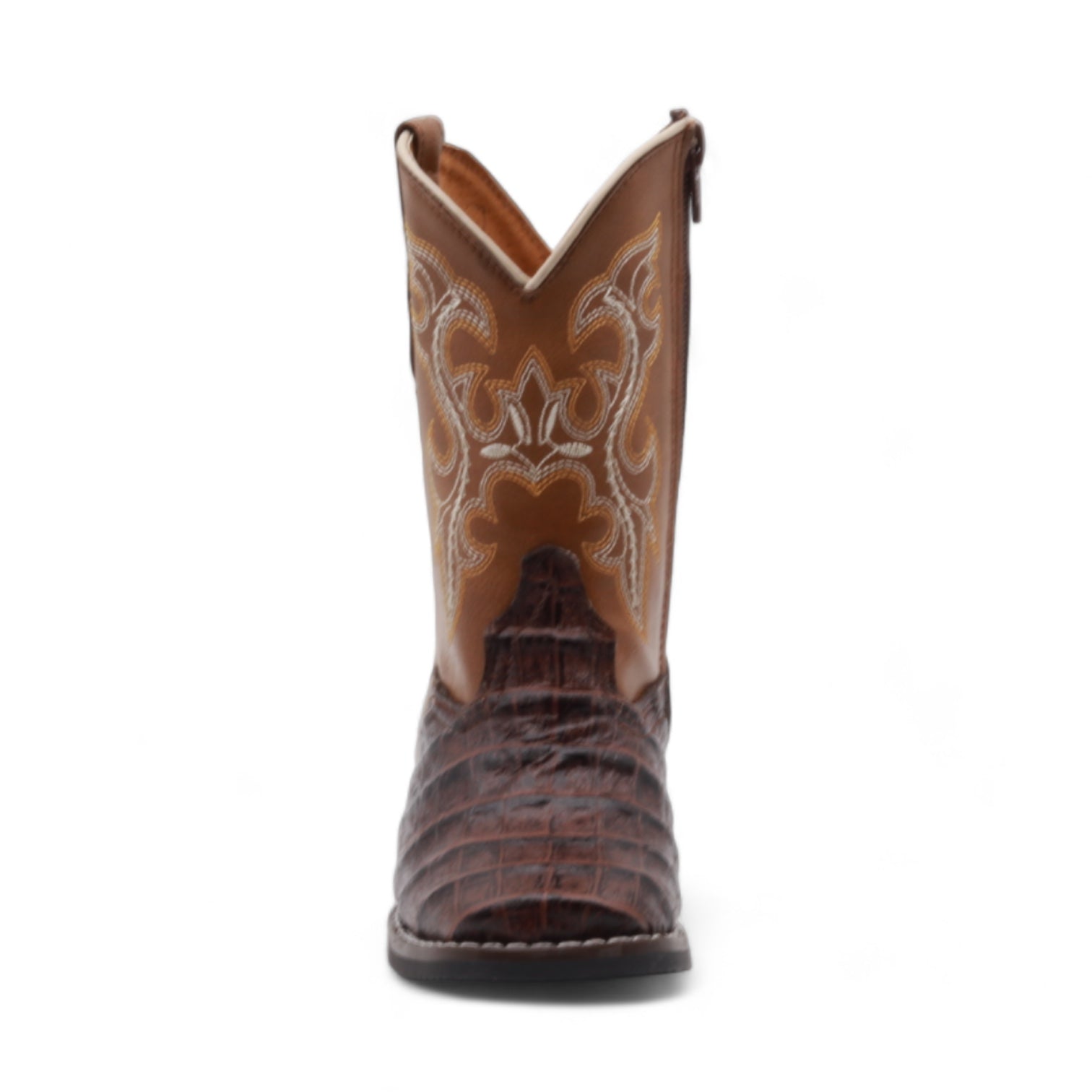 Logan Kids Brown Crocodile Print Leather Boots