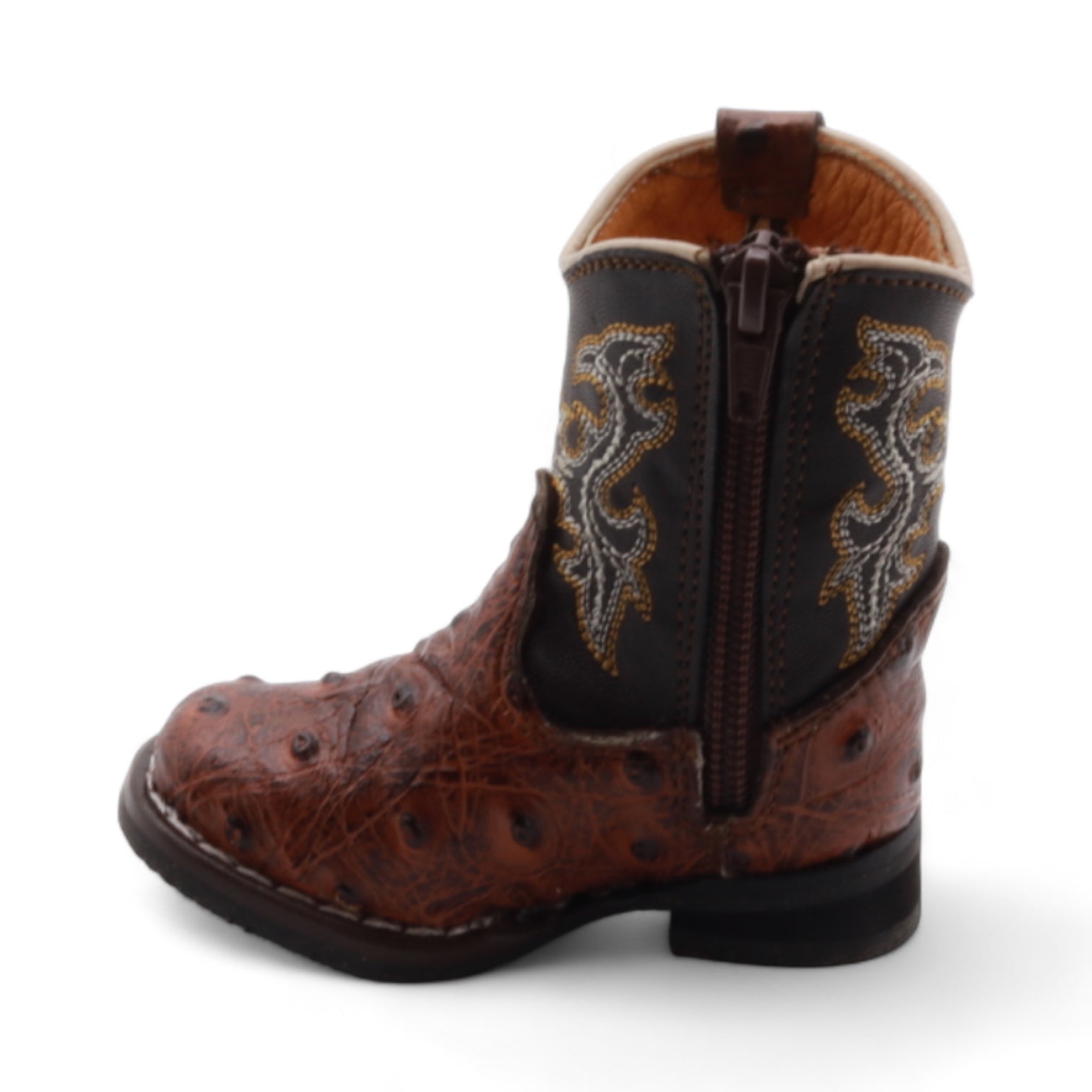 Cedric Baby's Shedron Ostrich Print Leather Boots