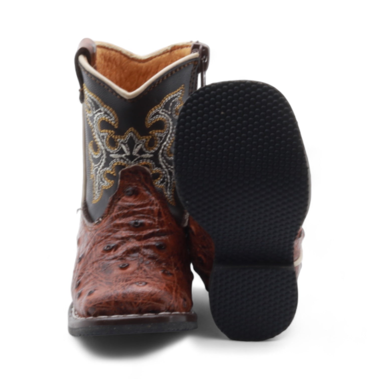 Cedric Baby's Shedron Ostrich Print Leather Boots