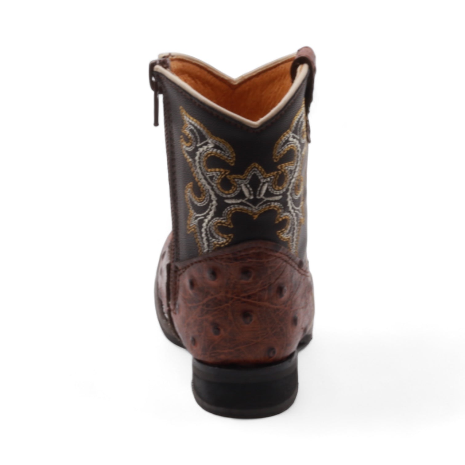 Cedric Kids Shedron Ostrich Print Leather Boots