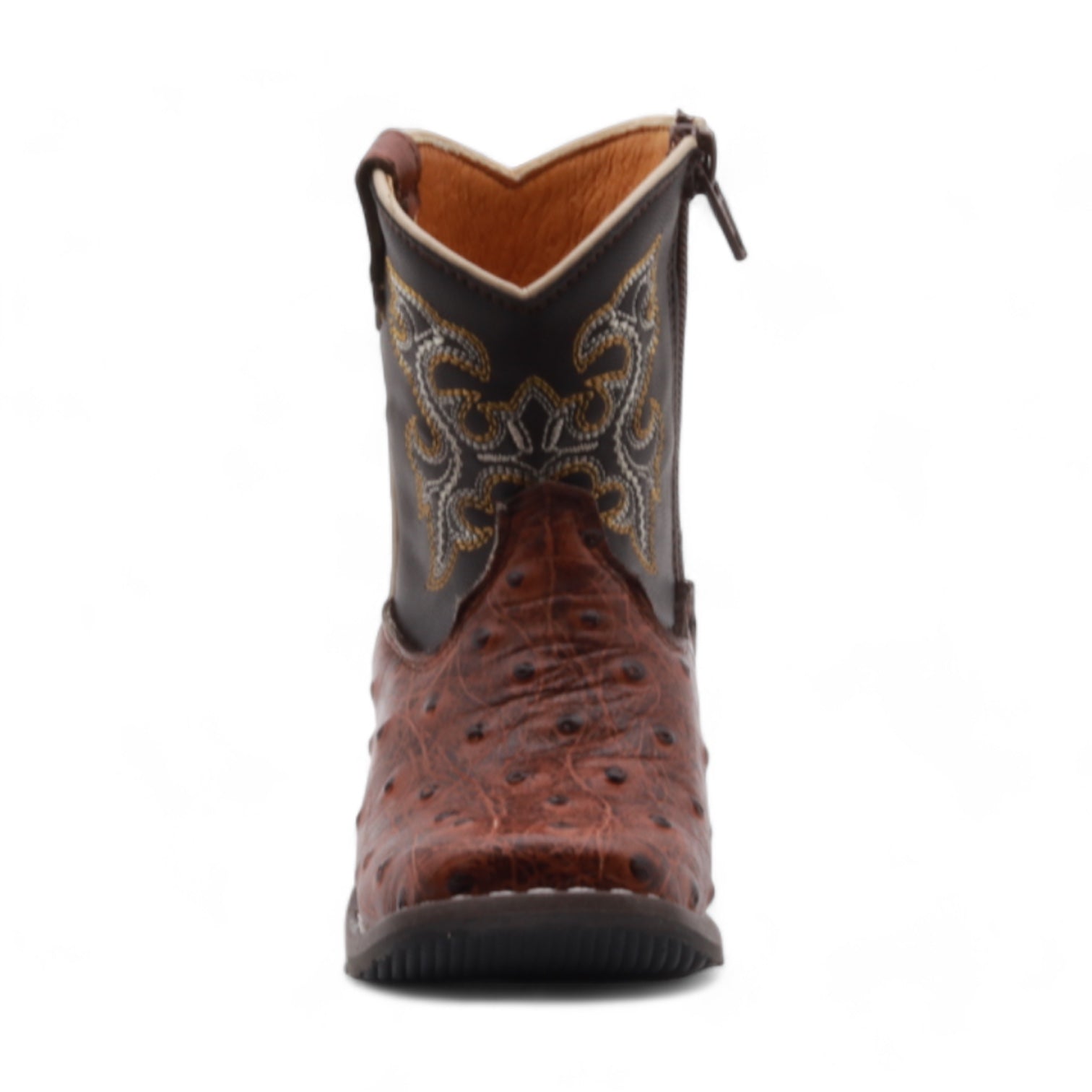 Cedric Kids Shedron Ostrich Print Leather Boots