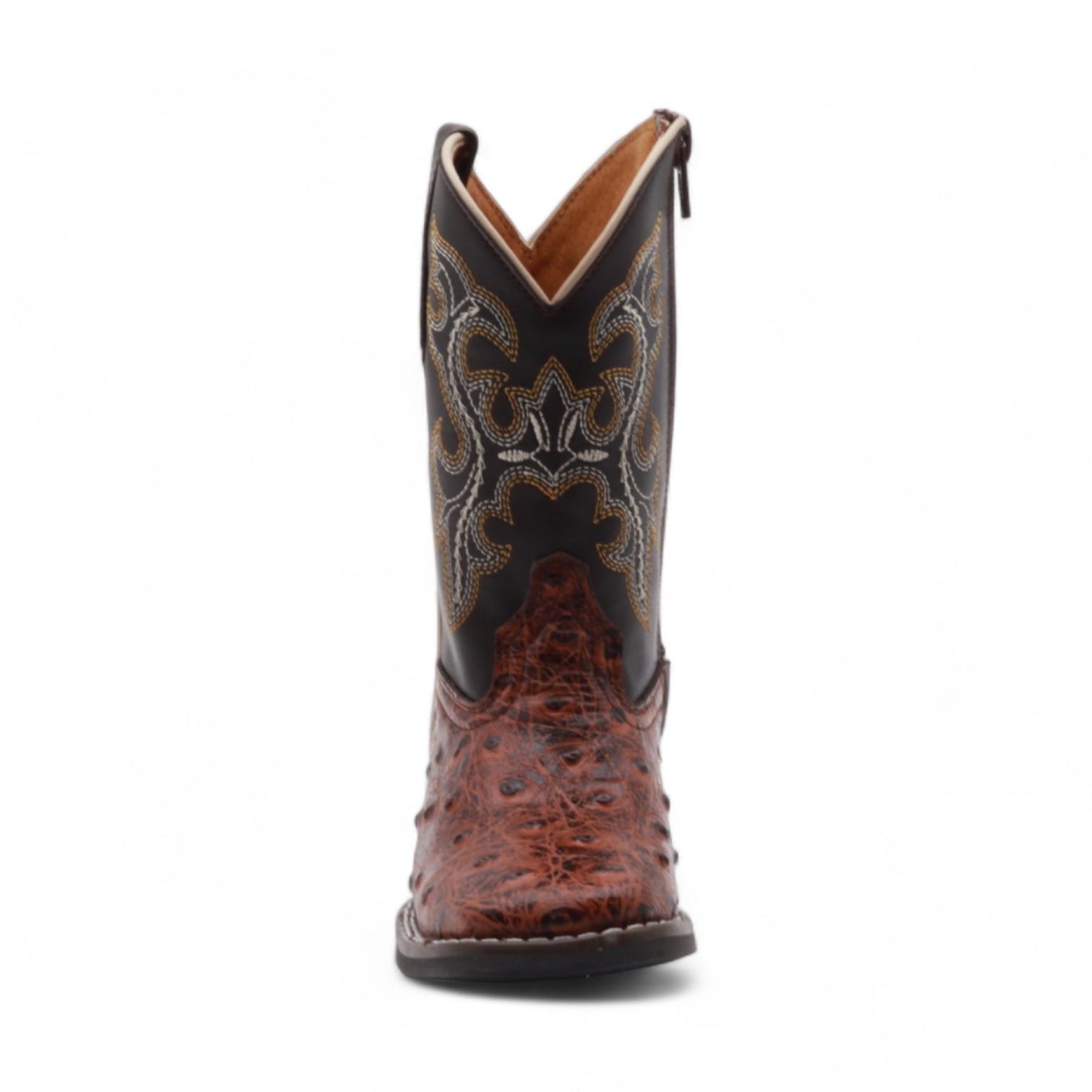 Cedric Kids Shedron Ostrich Print Leather Boots