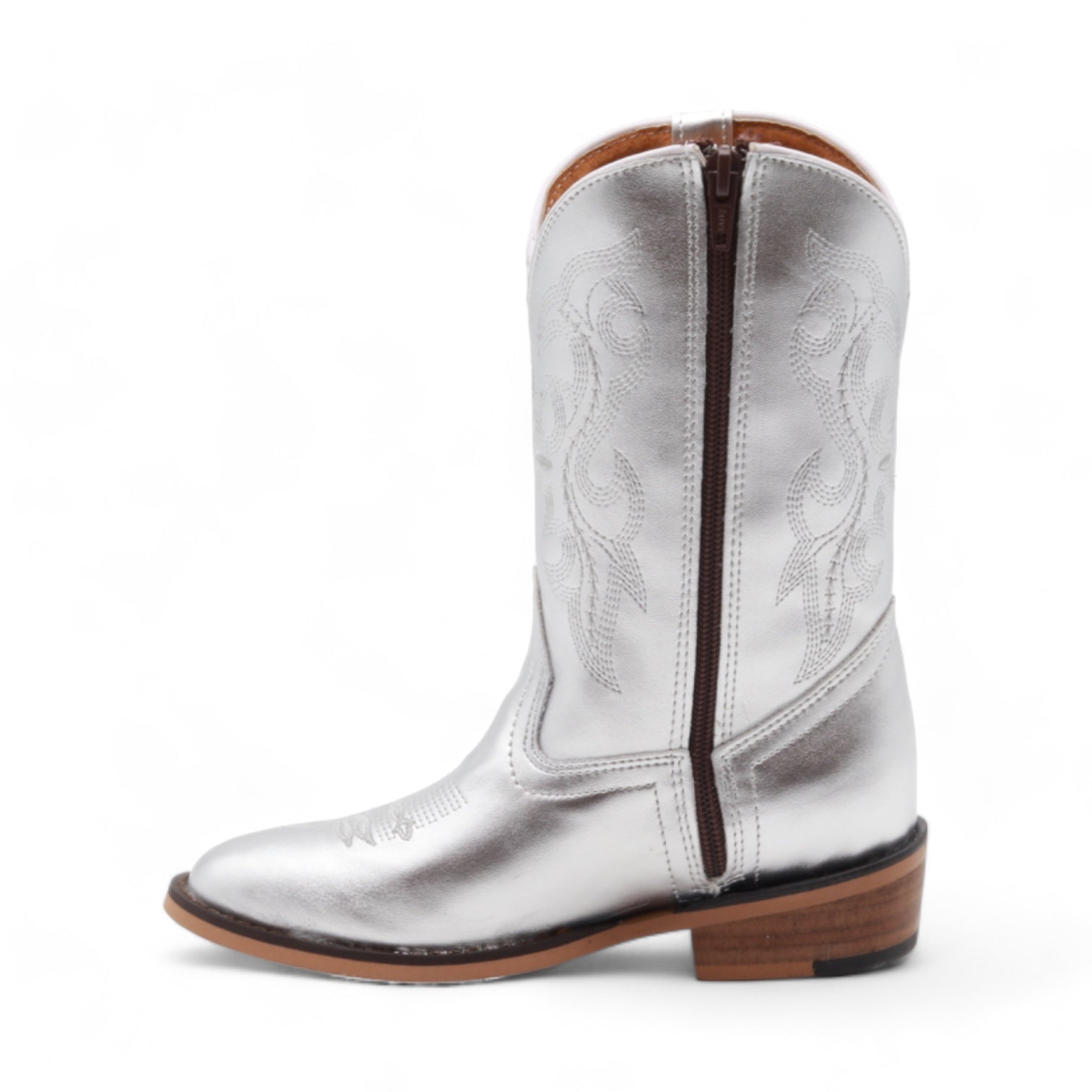 Sadie Juniors Silver Leather Boots